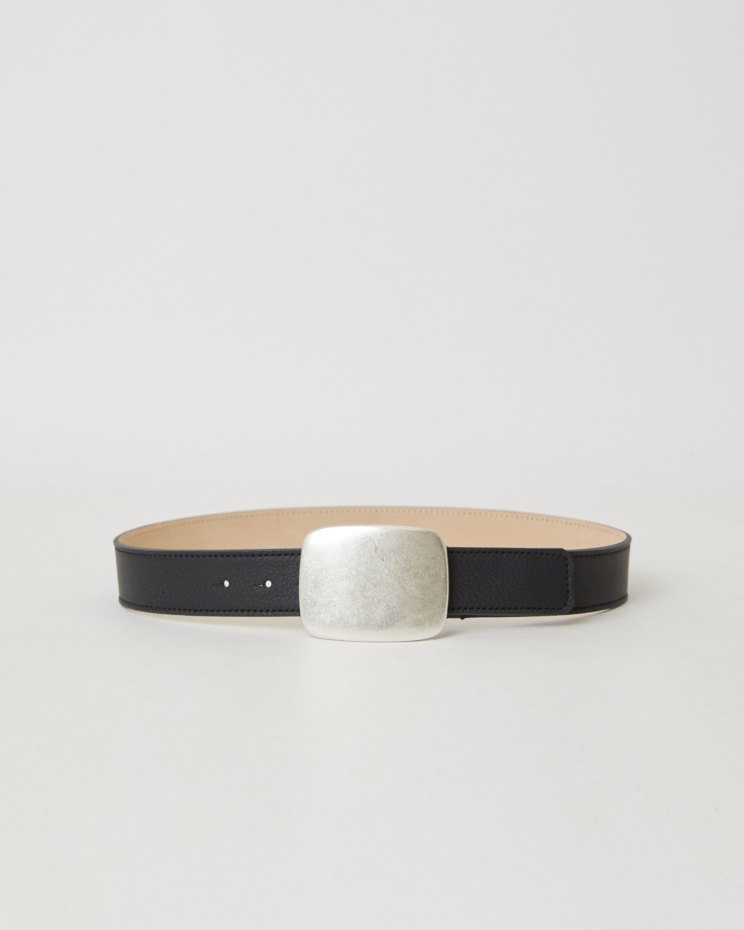 LEIGHTON LEATHER BELT Black Silver - BELT