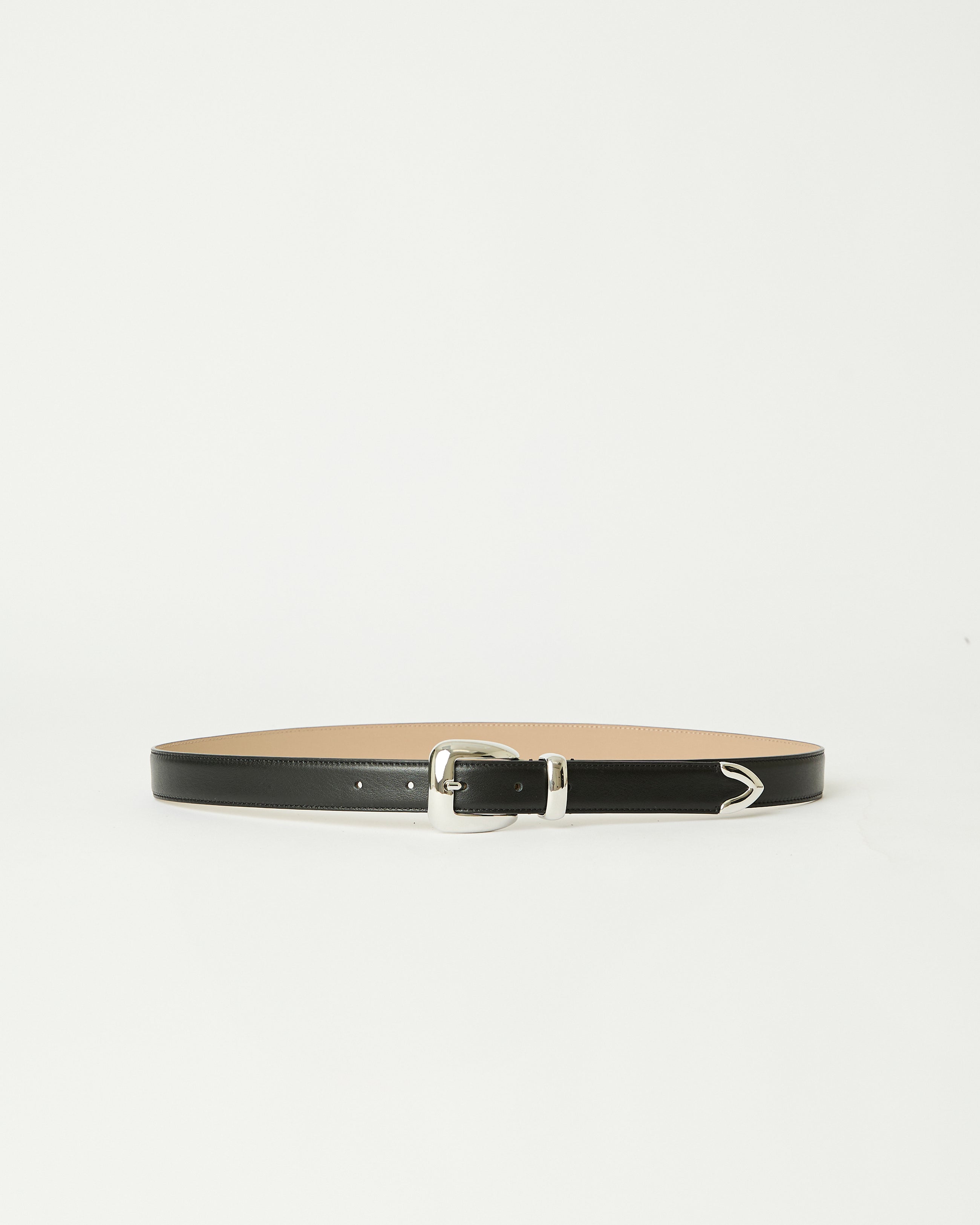 DUKE LEATHER BELT Black Silver - BELT