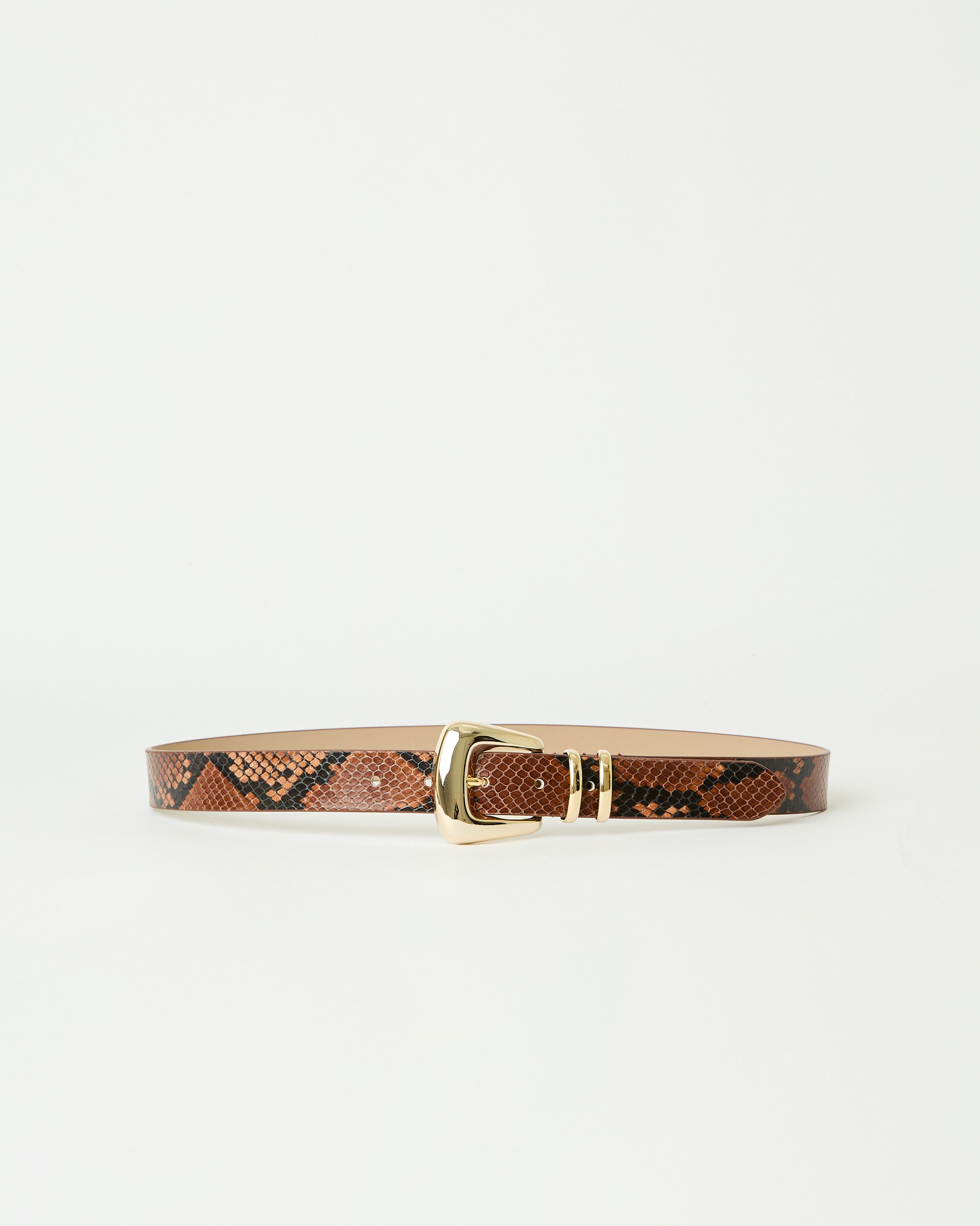 MILAN PYTHON LEATHER BELT Cognac Gold - BELT