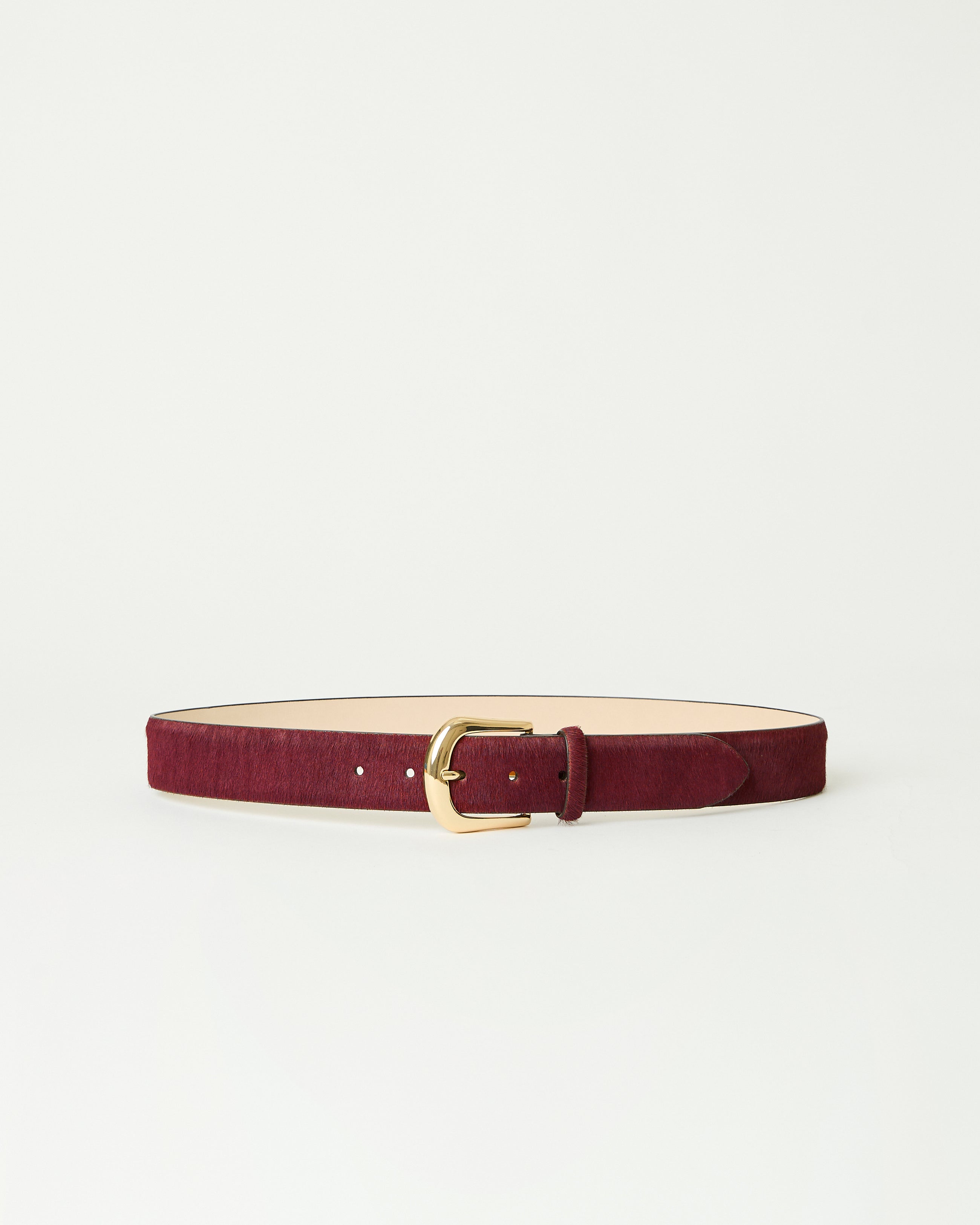 KENNEDY CALF-HAIR LEATHER BELT Burgundy Gold - BELT