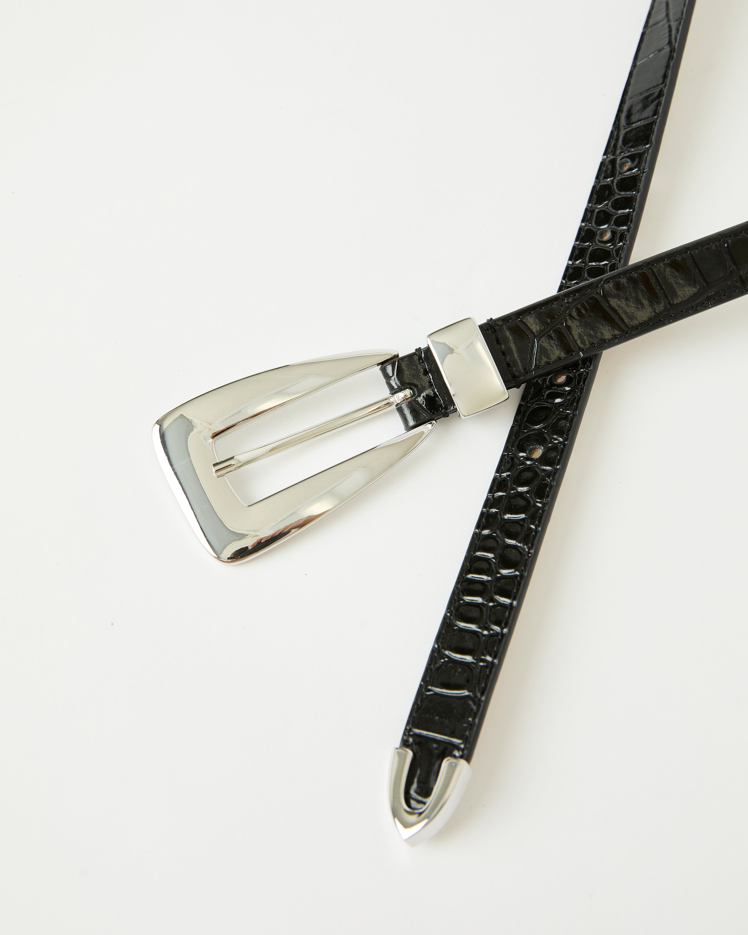 BRIAR CROCO LEATHER BELT