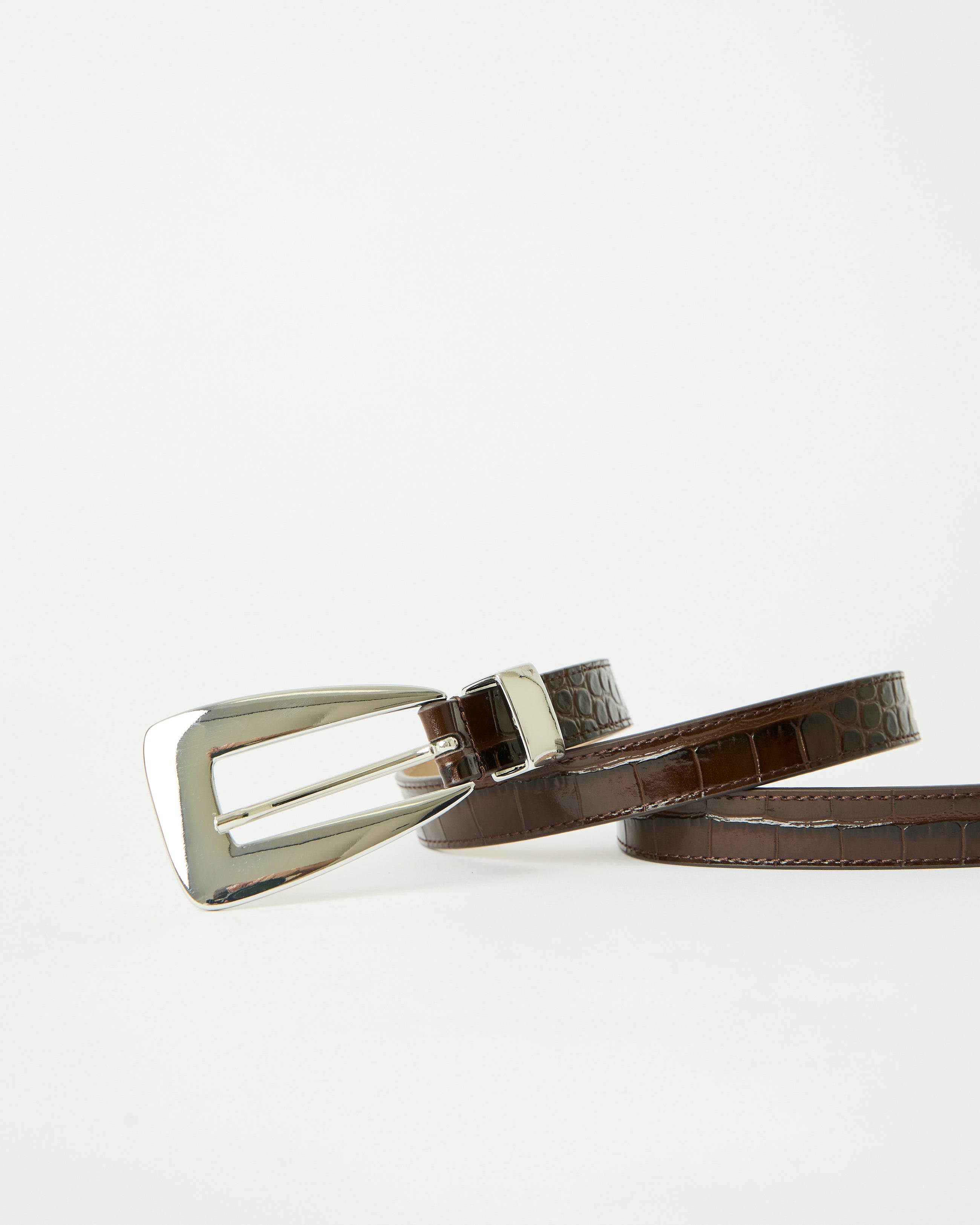BRIAR CROCO LEATHER BELT