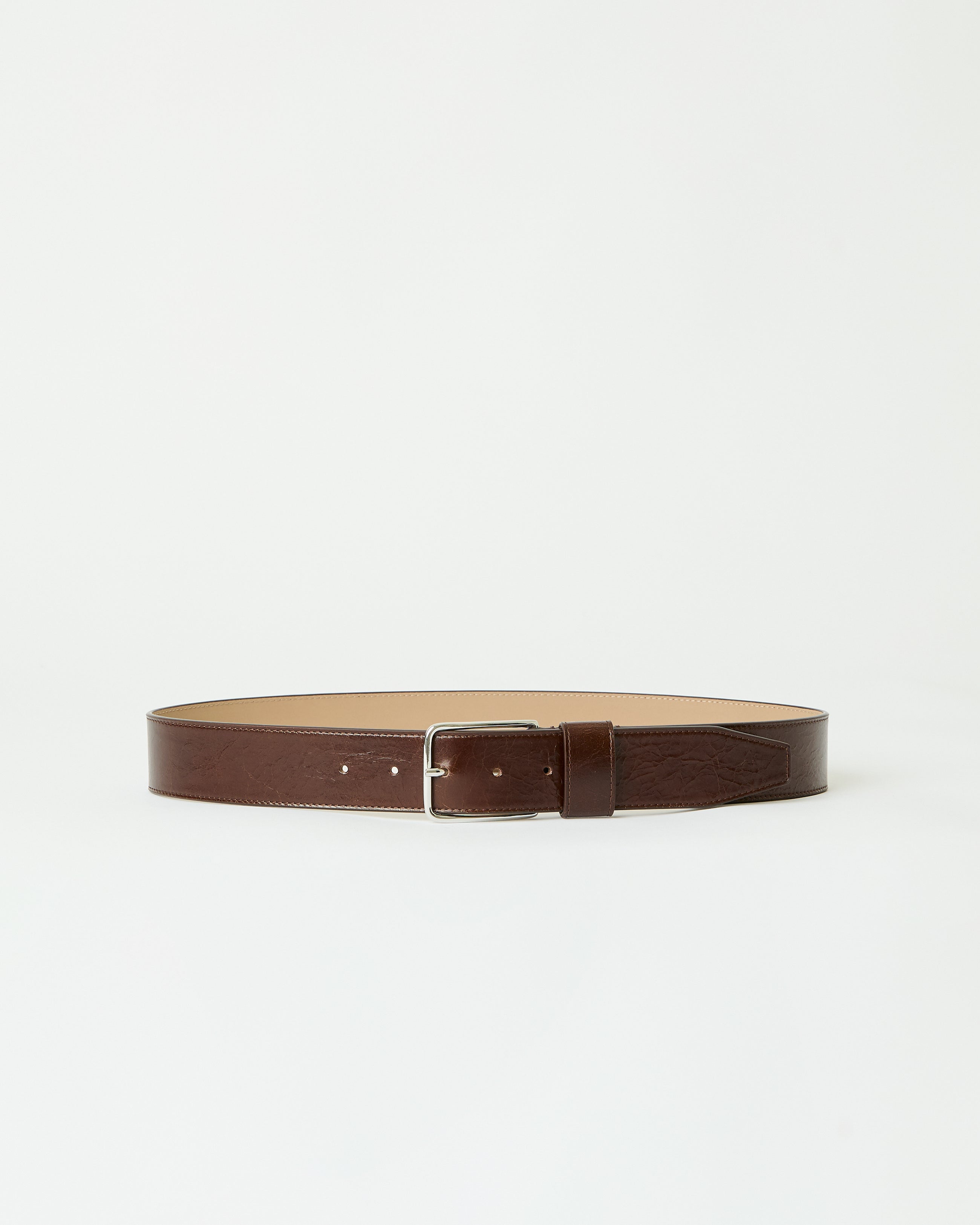 ENZO RUGOUS LEATHER BELT Sepia Silver - BELT