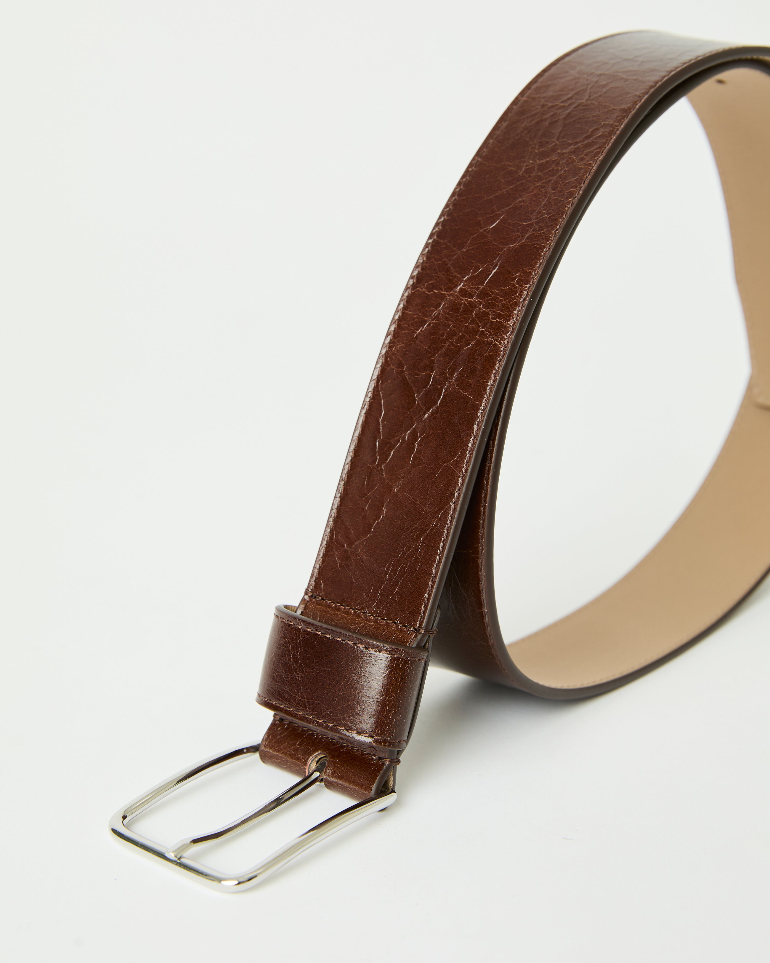 ENZO RUGOUS LEATHER BELT Sepia Silver - BELT