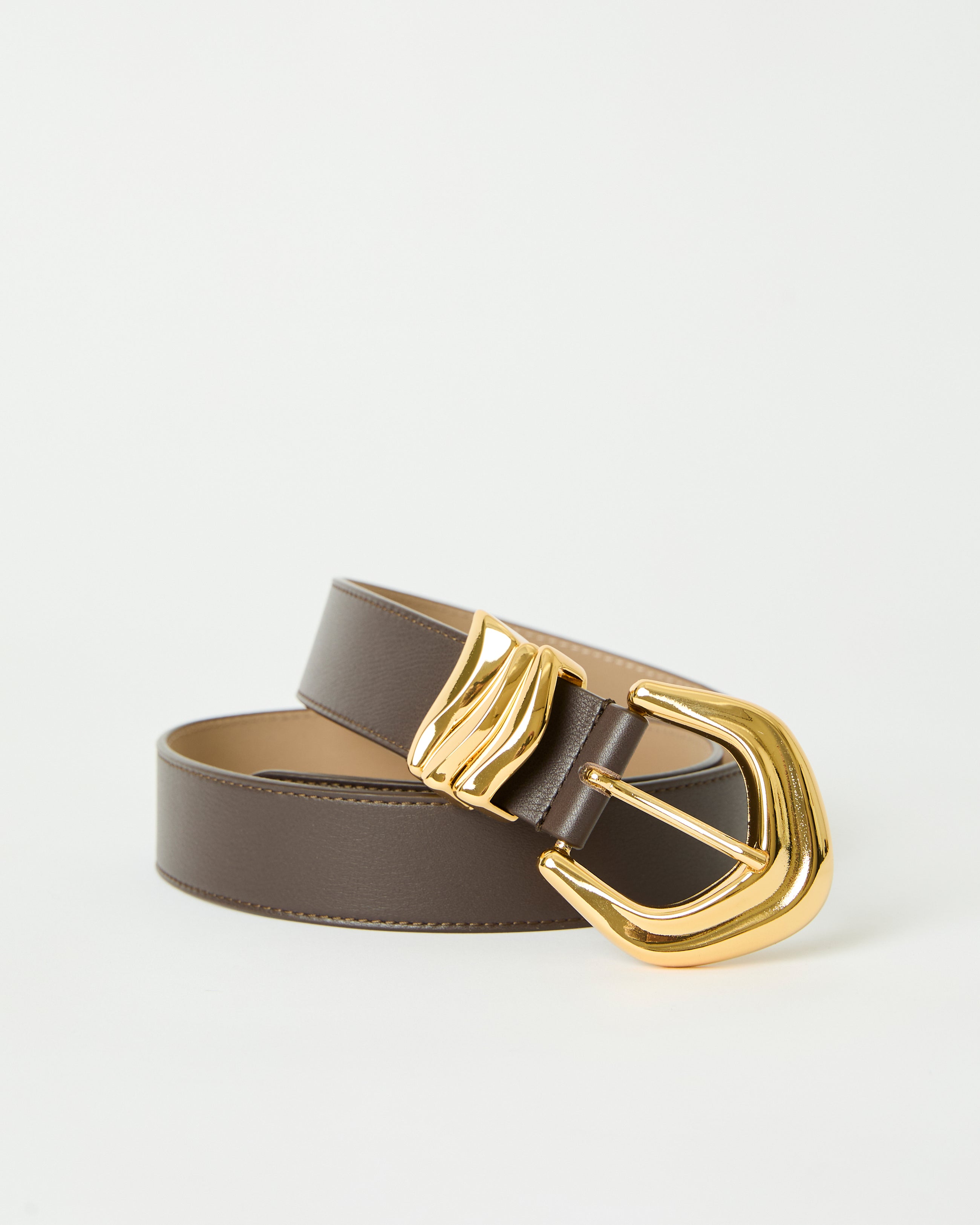 CASSIAN LEATHER BELT Chocolate Gold - BELT