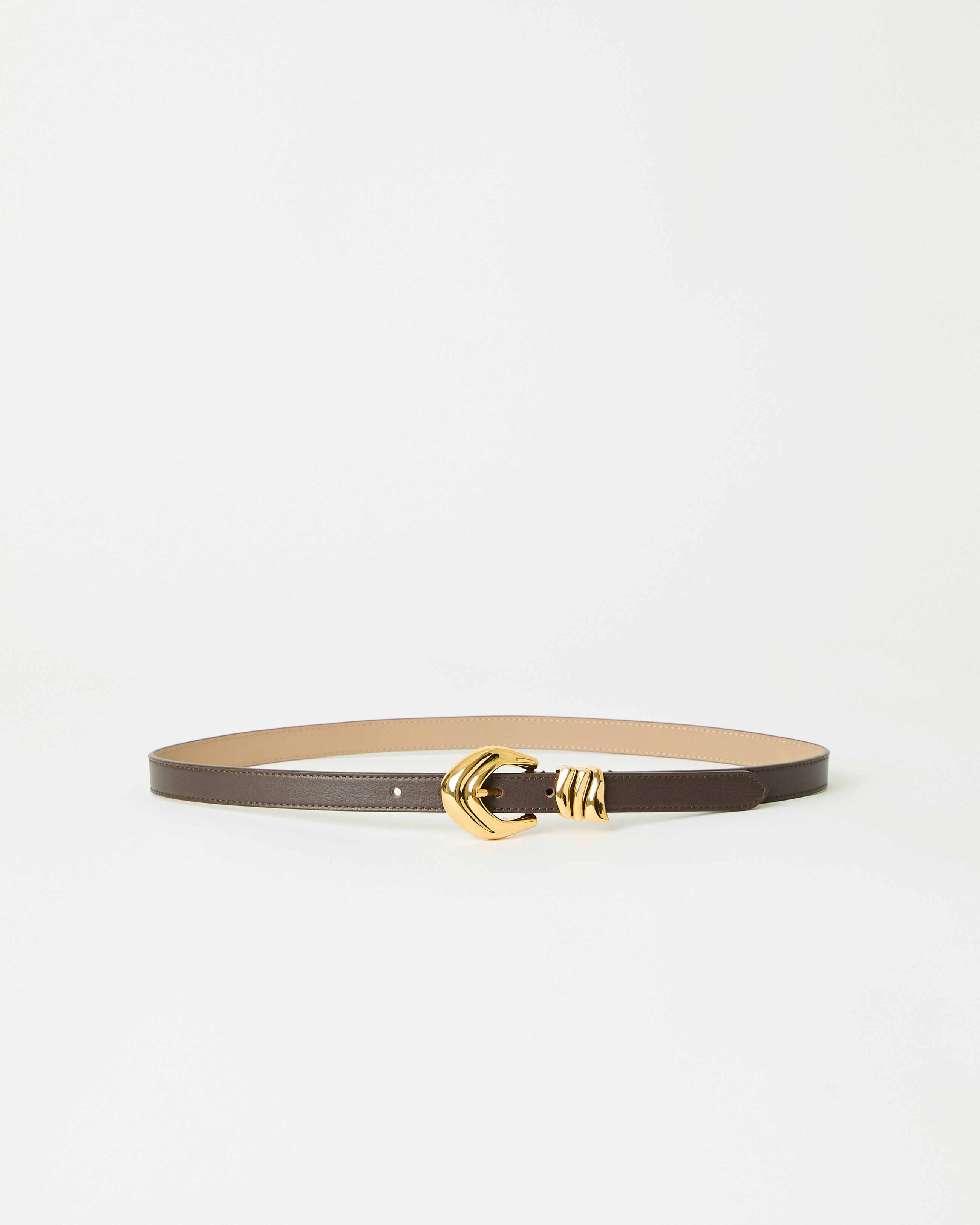 CASSIAN MINI LEATHER BELT Chocolate Gold - BELT