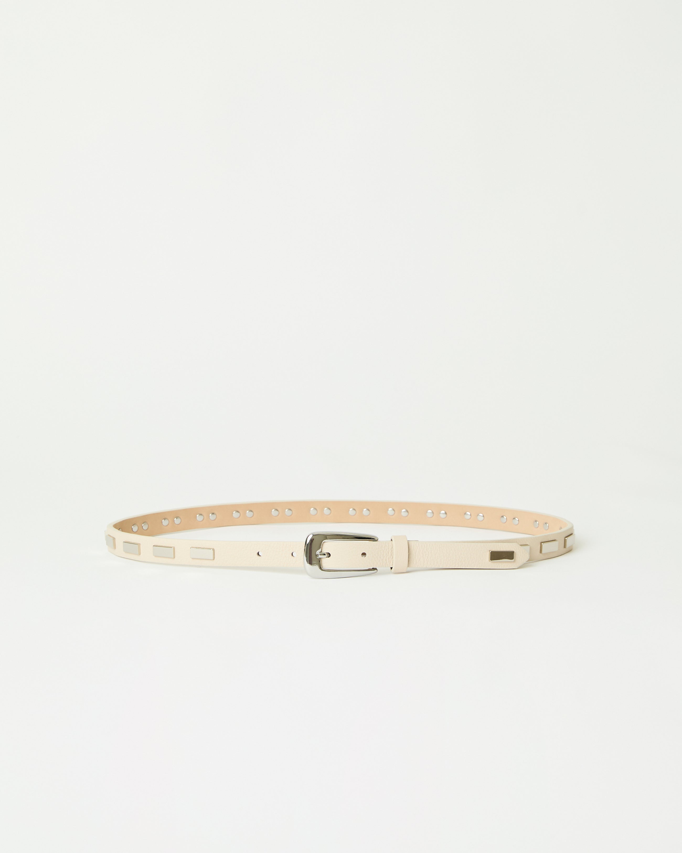 LOWEN LEATHER BELT Bone Silver - BELT