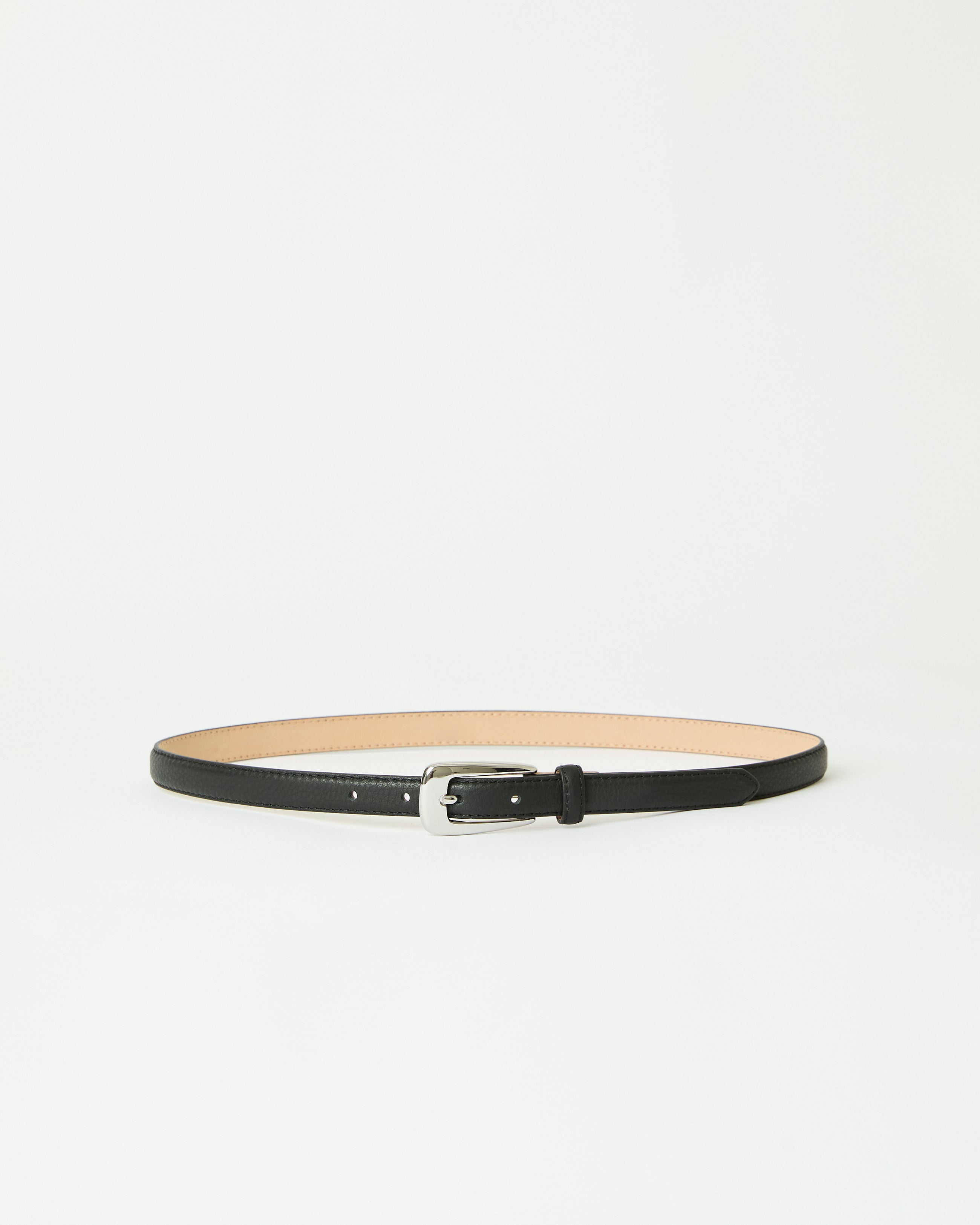 ADRIAN LEATHER BELT Black Silver - BELT