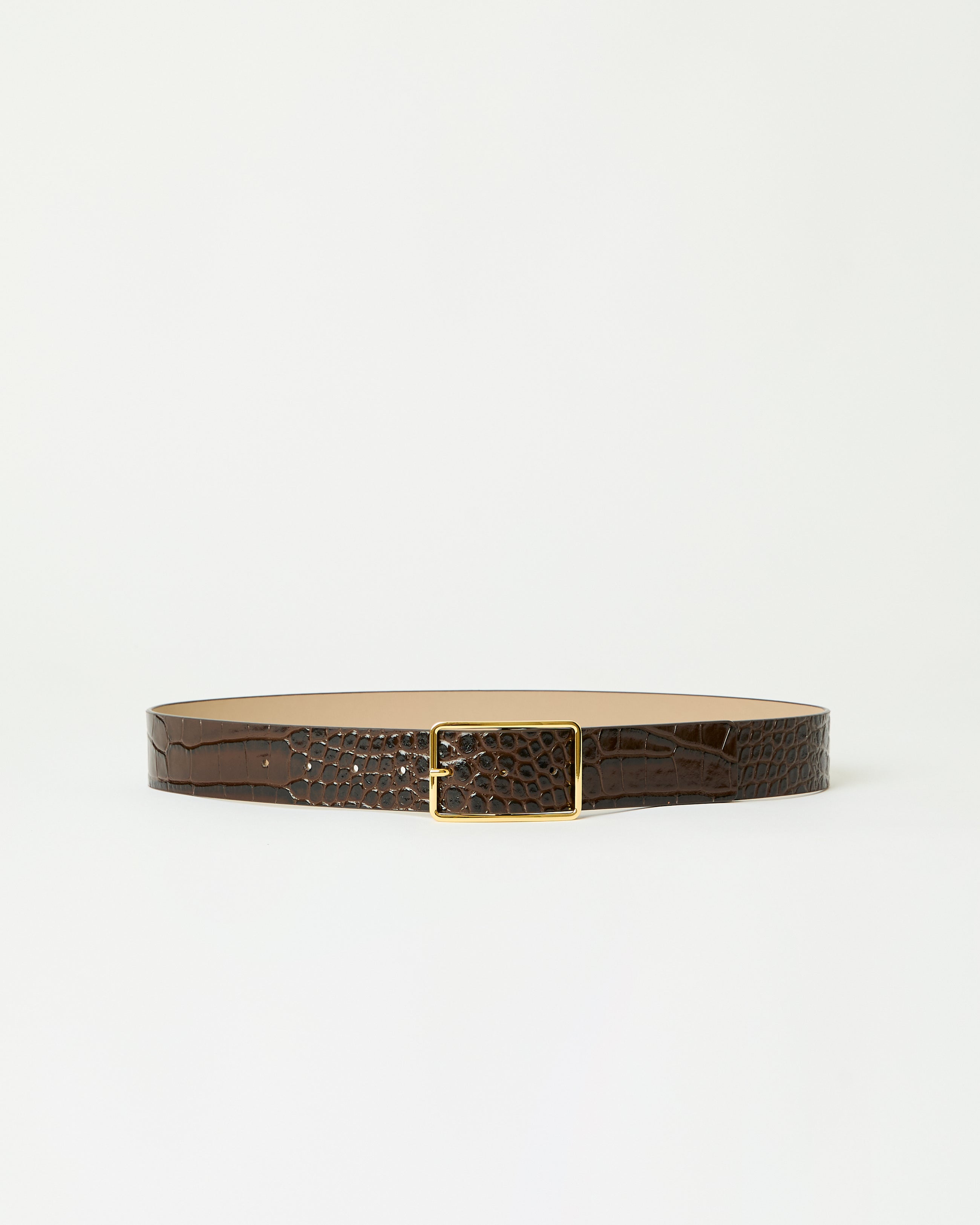 MILLA CROCO LEATHER BELT Chocolate Gold - BELT