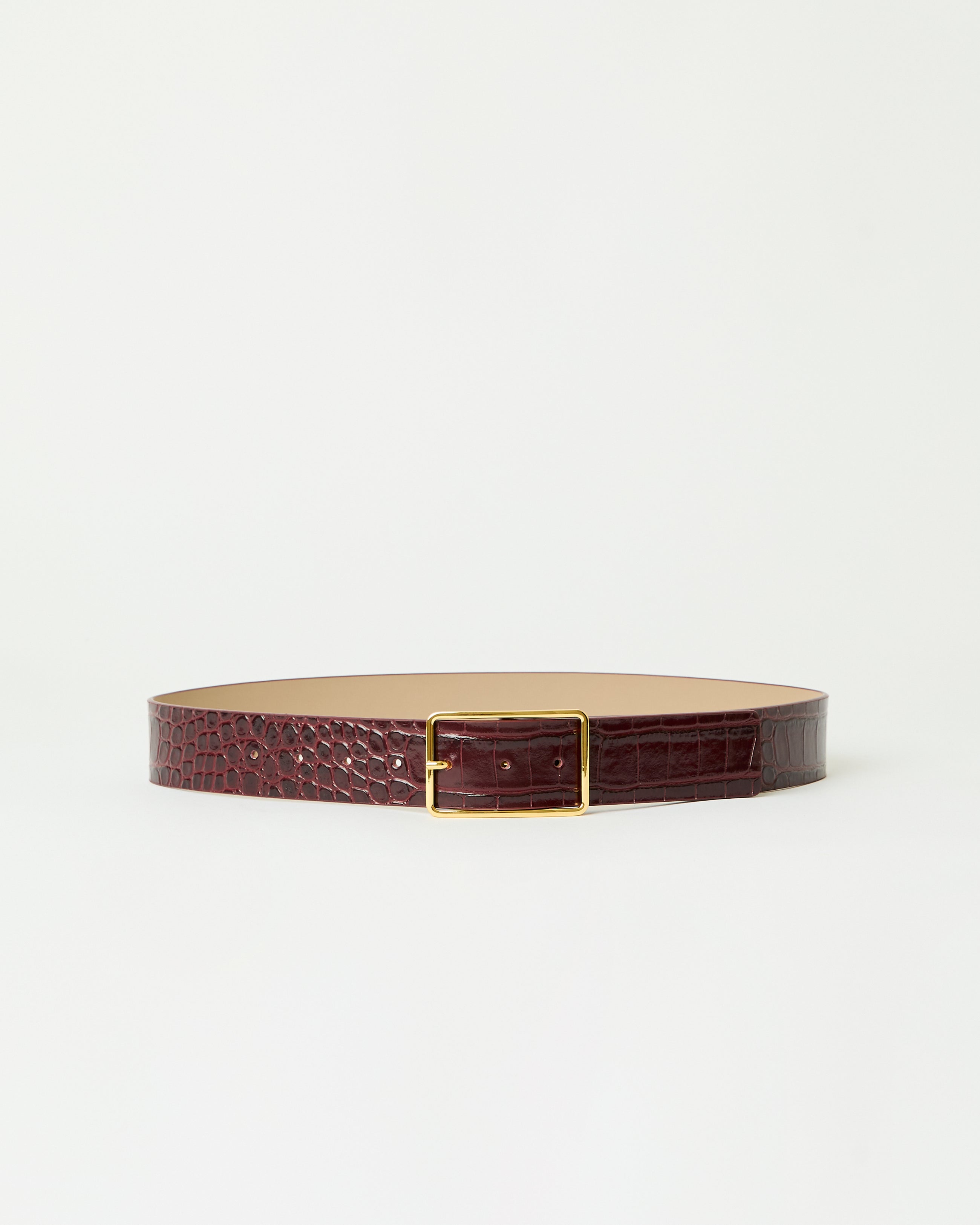MILLA CROCO LEATHER BELT Merlot Gold - BELT
