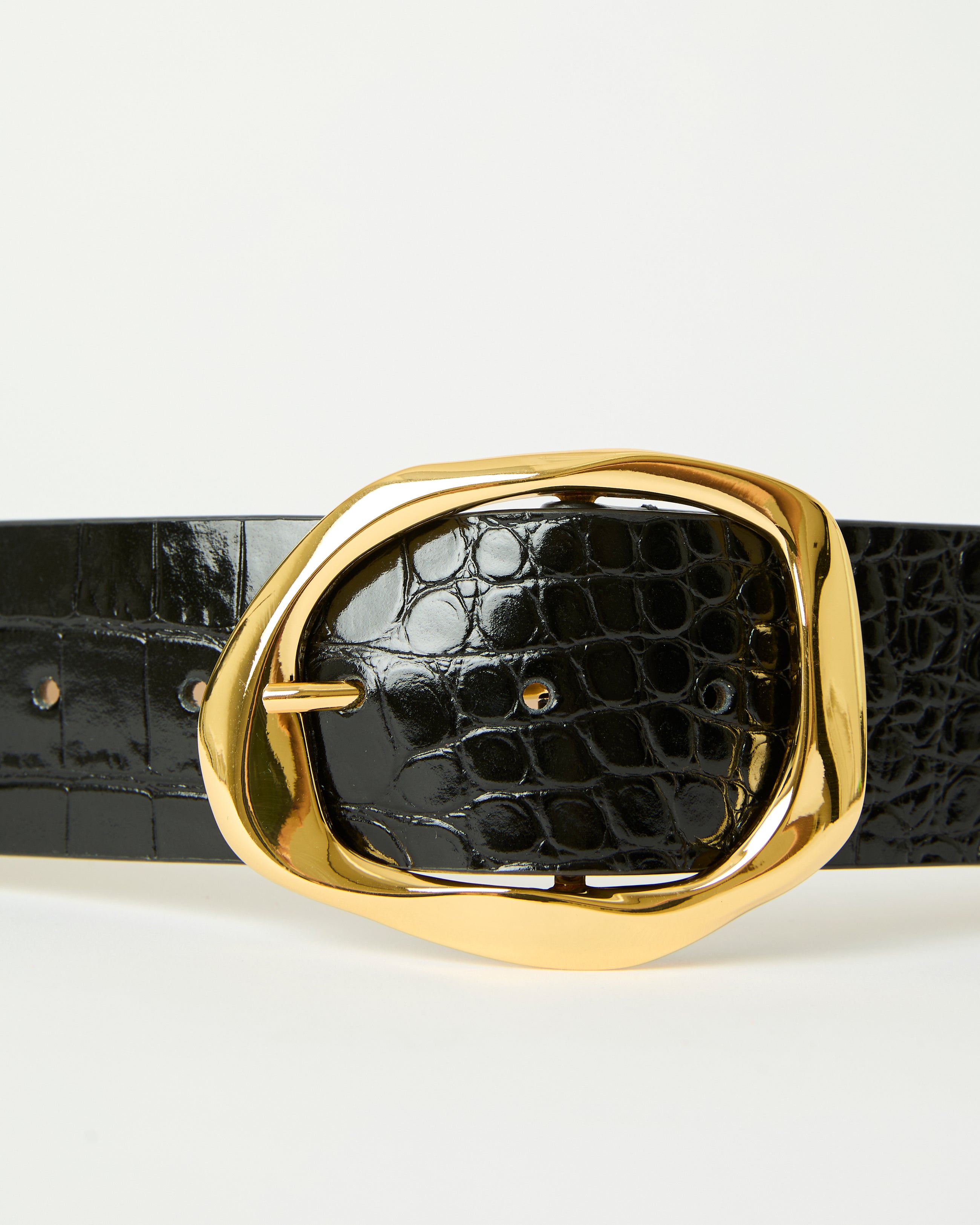 EDMOND CROCO LEATHER BELT