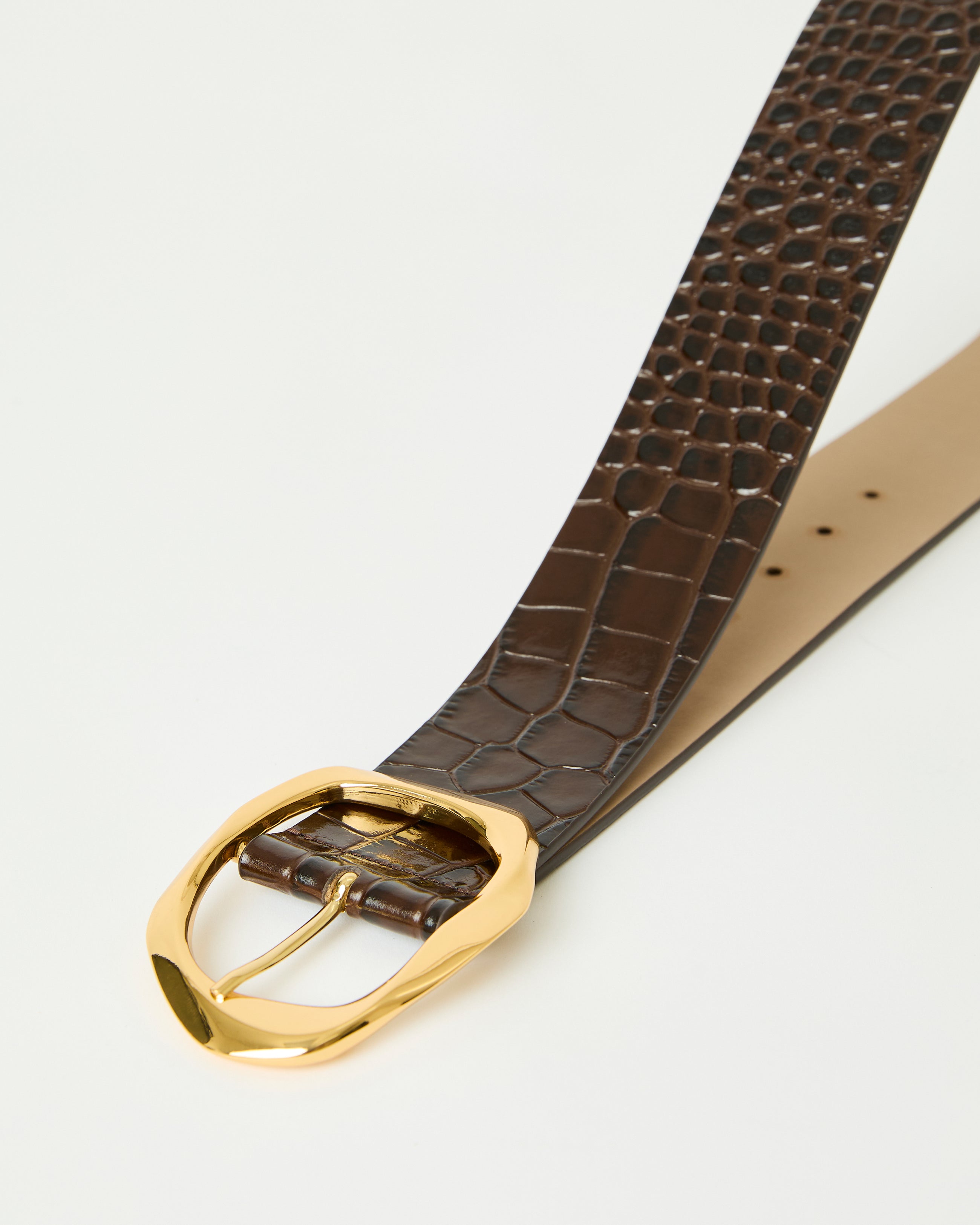 EDMOND CROCO LEATHER BELT