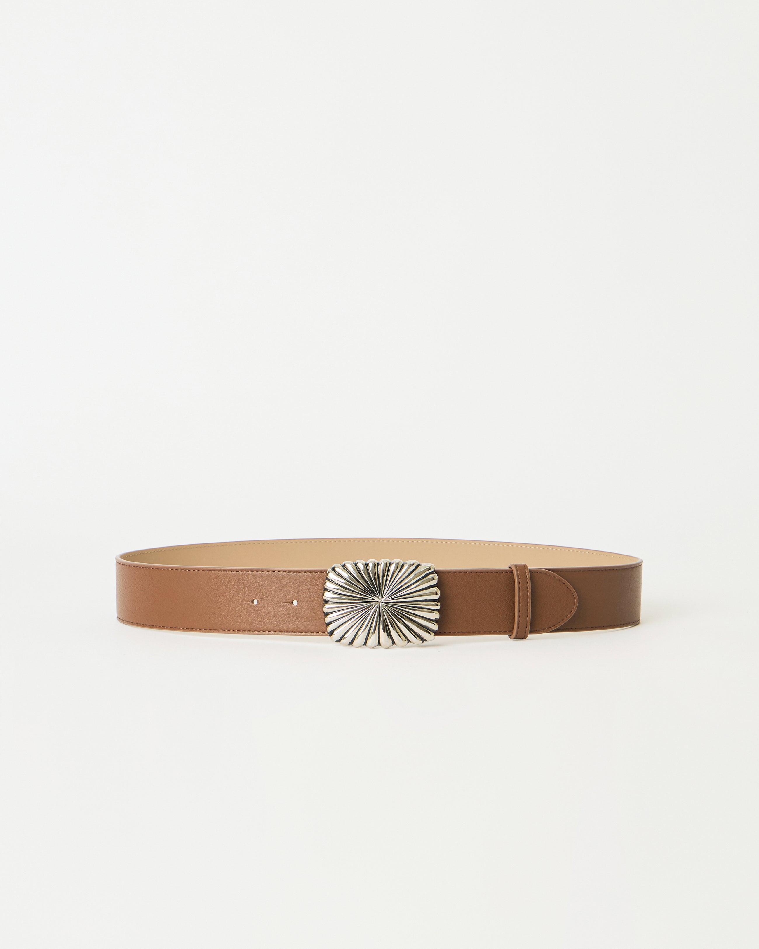 COSMO LEATHER BELT Tobacco Silver - BELT