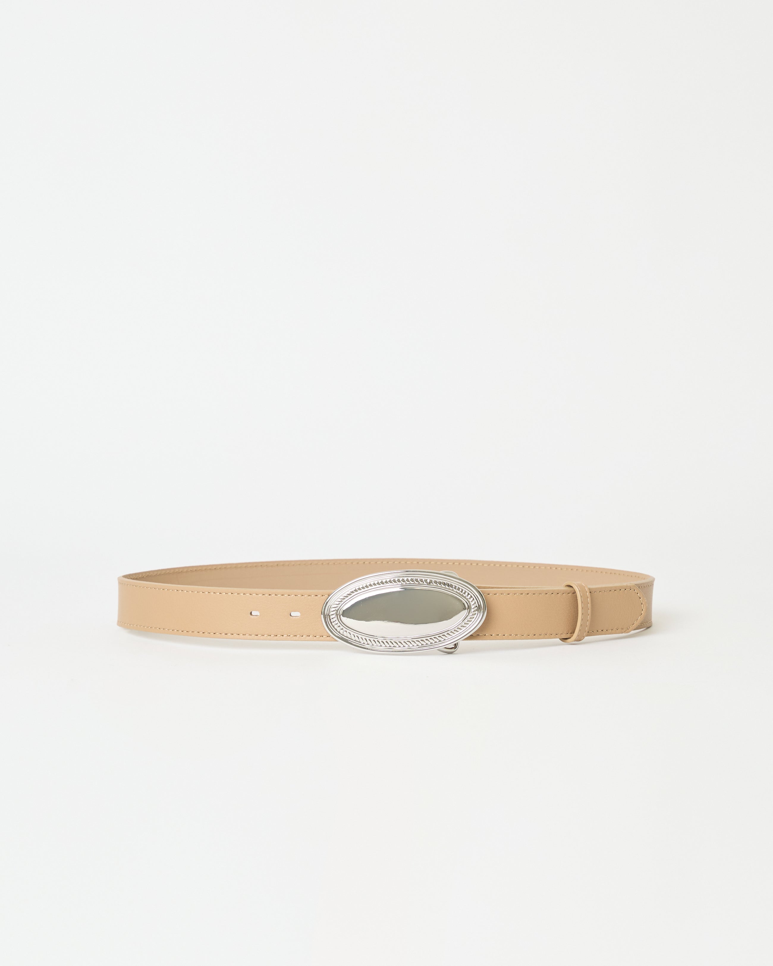 ADLEY LEATHER BELT Biscuit Silver - BELT