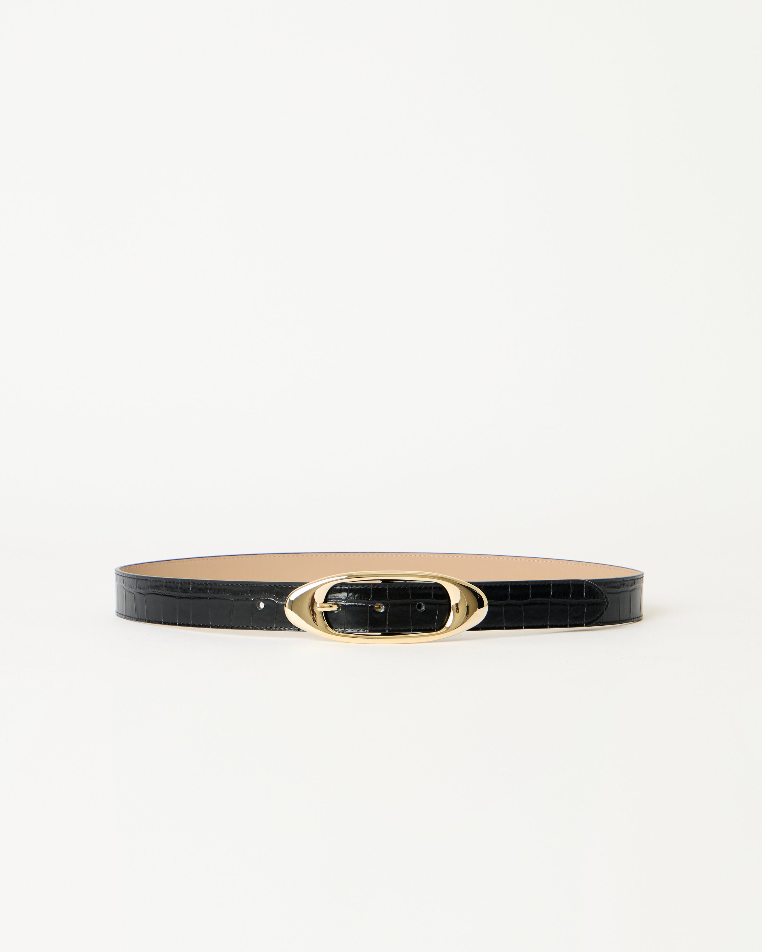 CANDICE CROCO LEATHER BELT Black Gold - BELT
