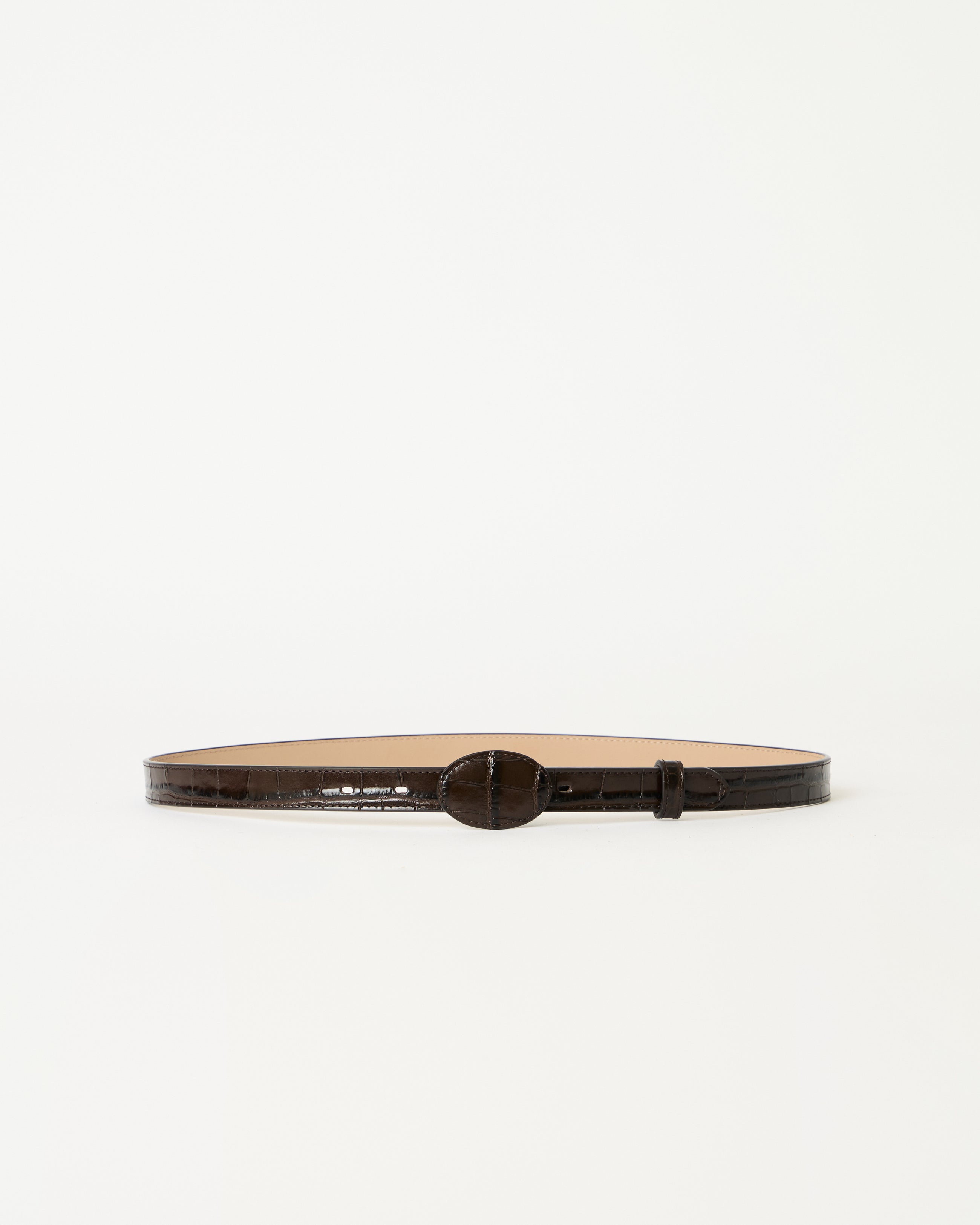 JUNE CROCO LEATHER BELT Chocolate - BELT