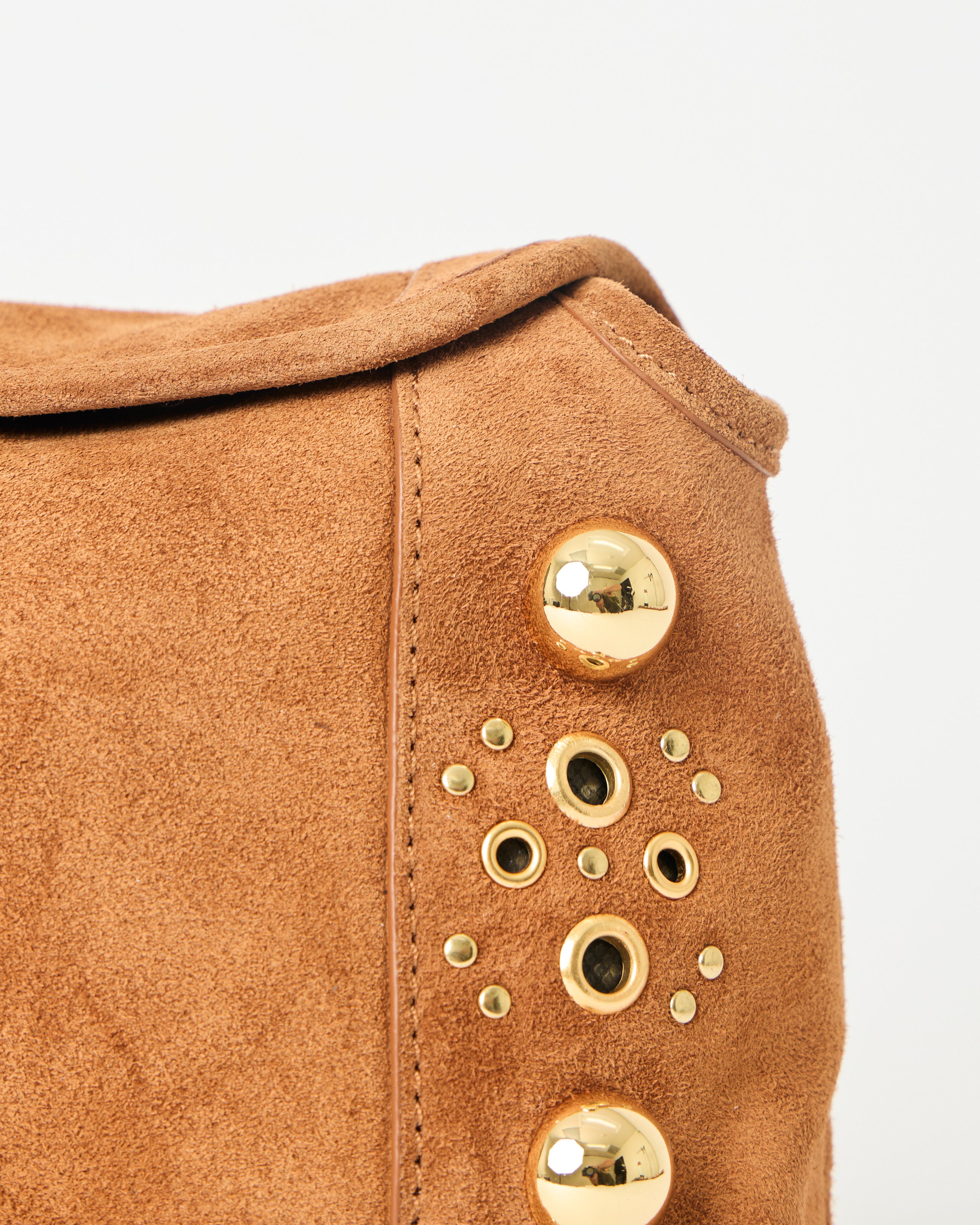 INEZ STUDDED SUEDE CLUTCH - HANDBAGS