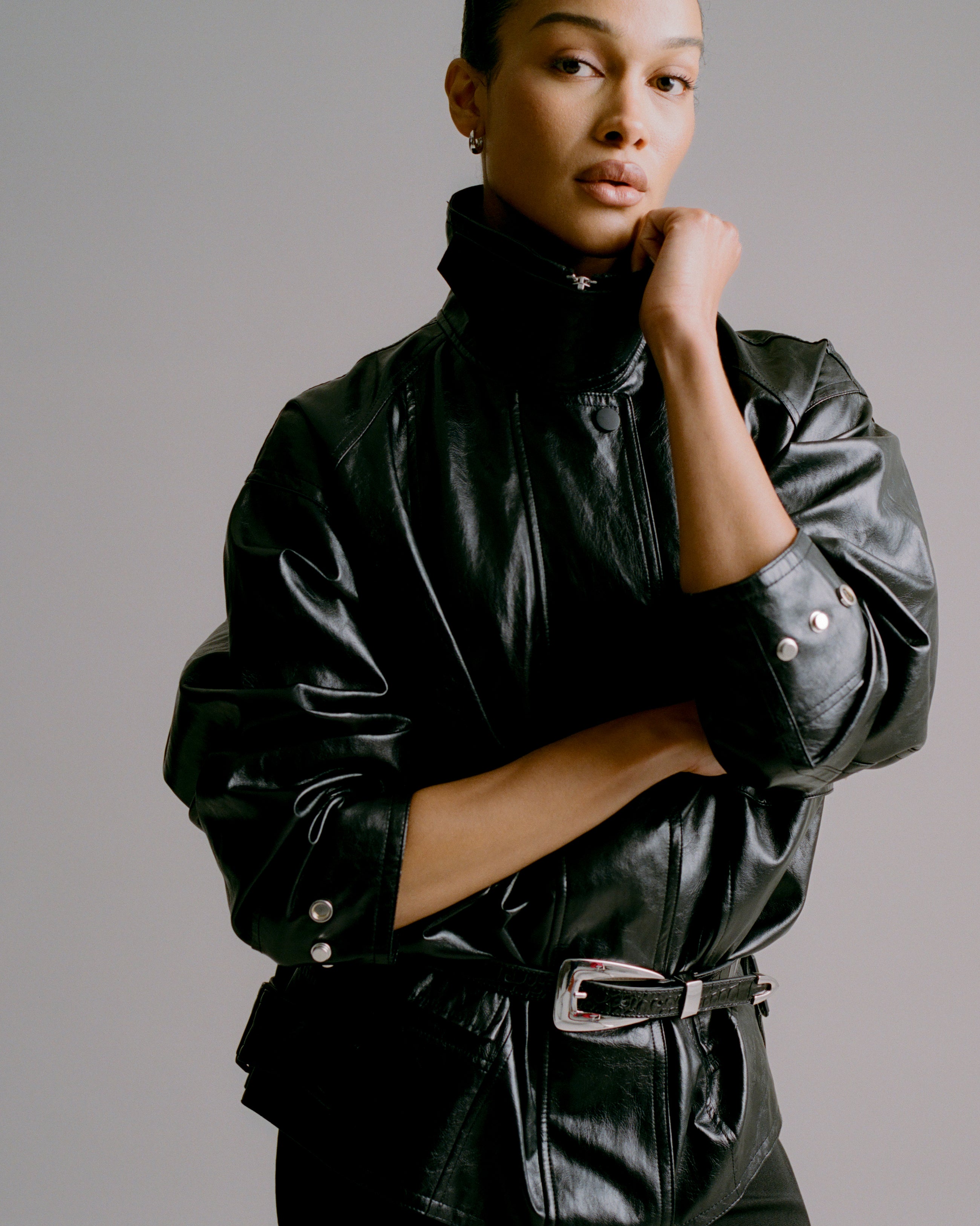 BRIAR CROCO LEATHER BELT