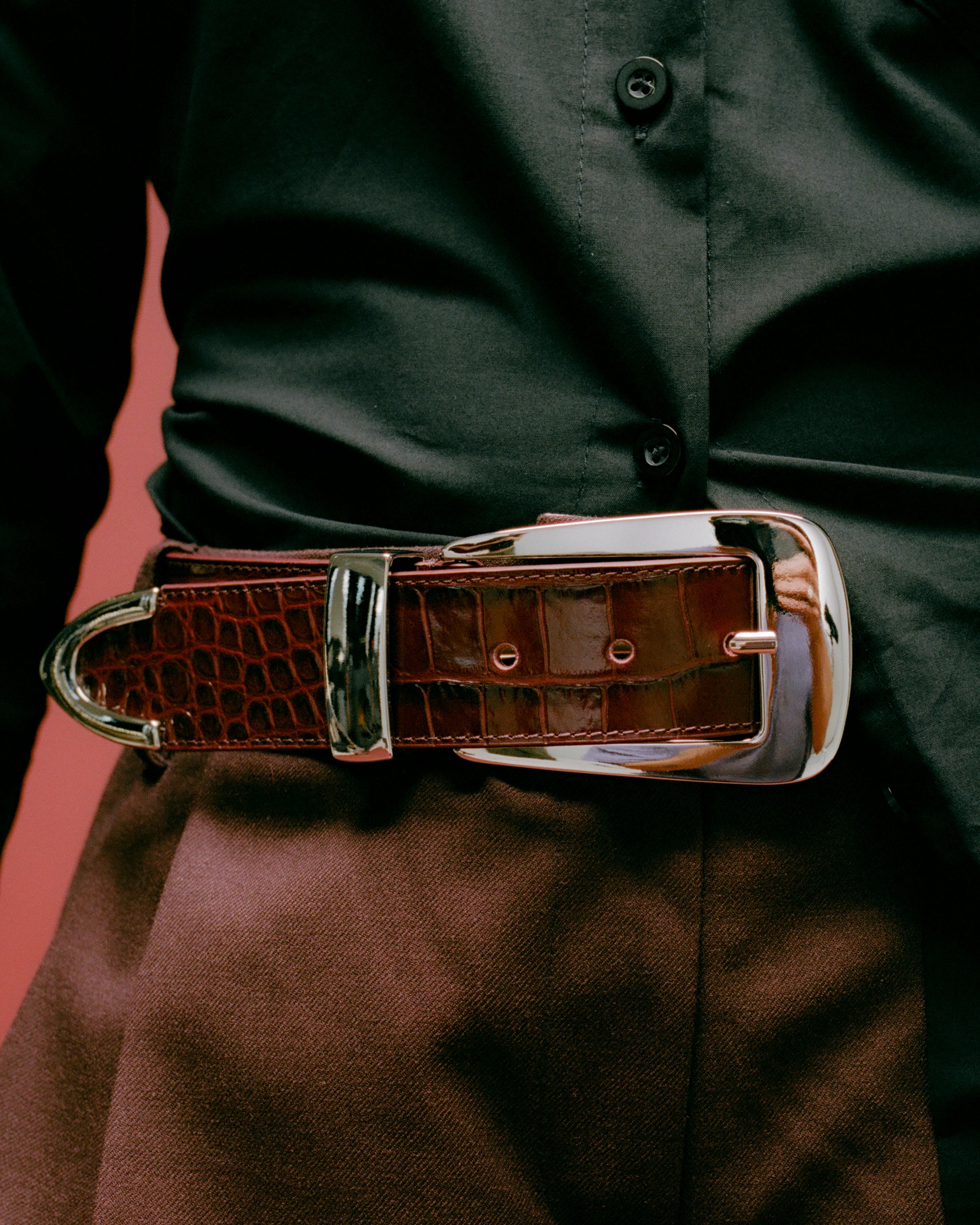 ARDEN CROCO LEATHER BELT