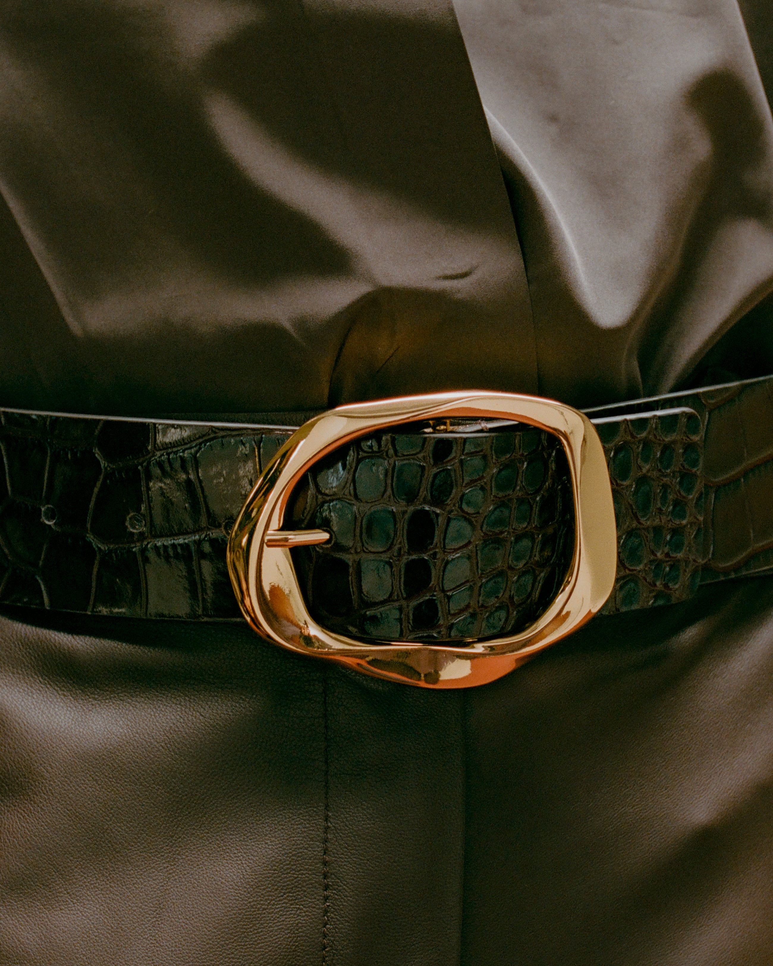EDMOND CROCO LEATHER BELT