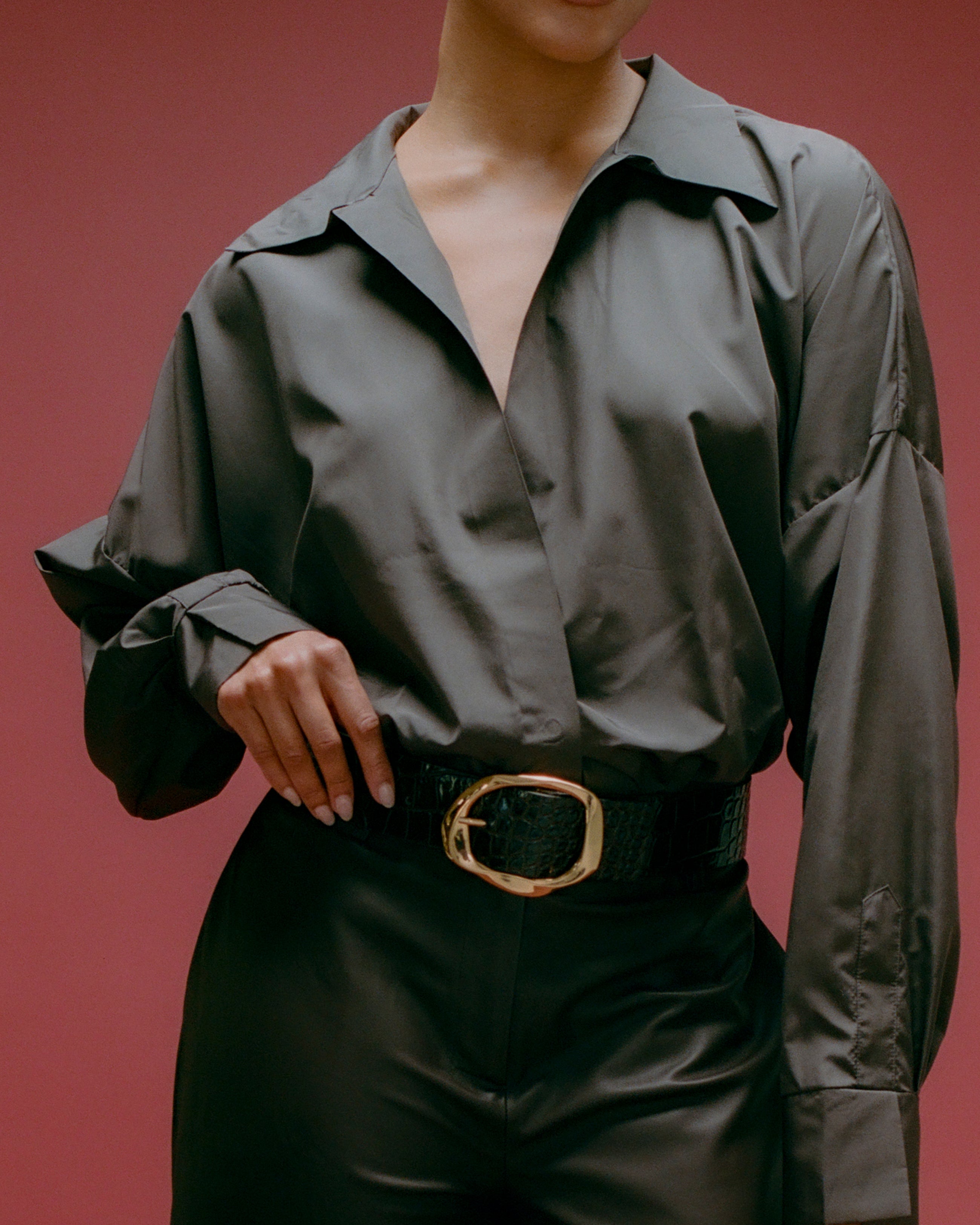 EDMOND CROCO LEATHER BELT