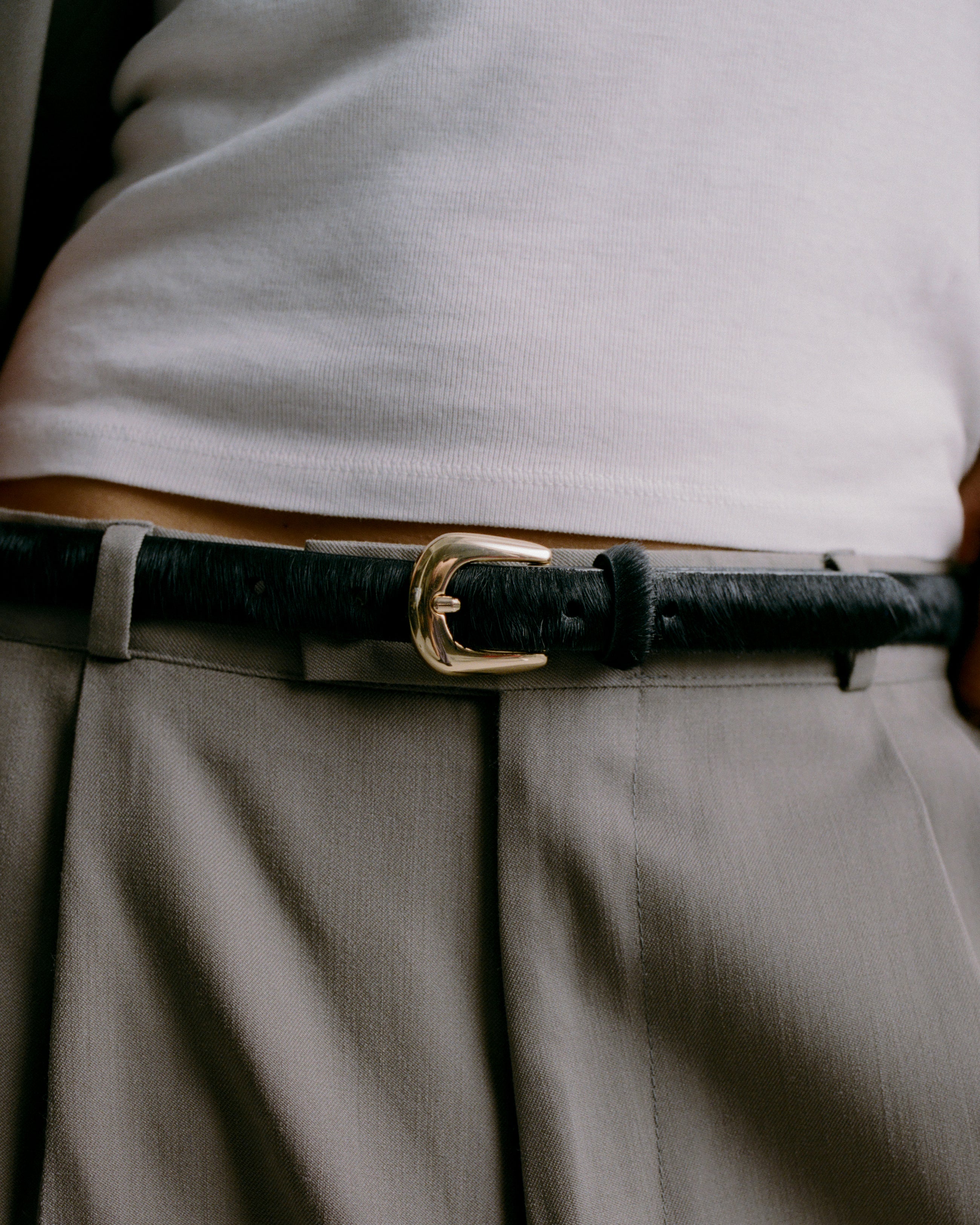 KENNEDY MINI CALF-HAIR LEATHER BELT