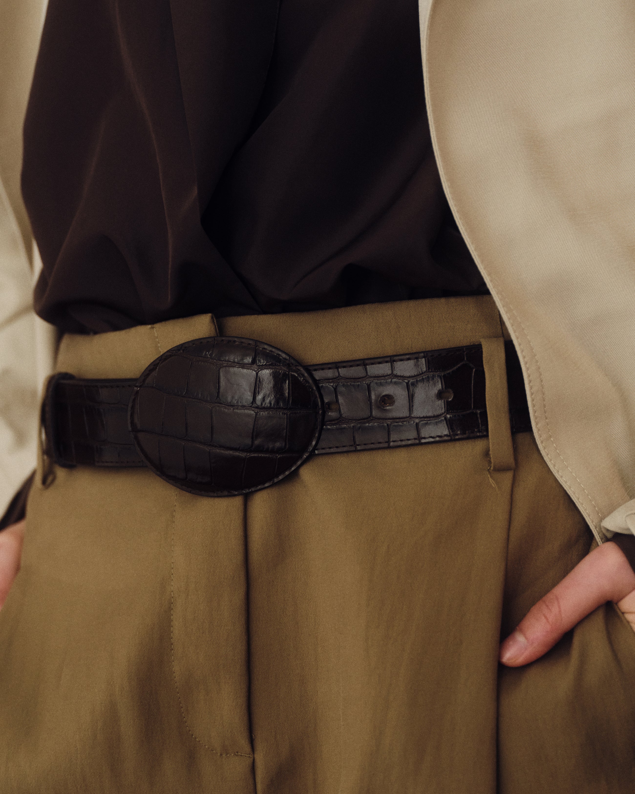 MABEL CROCO LEATHER BELT - BELT