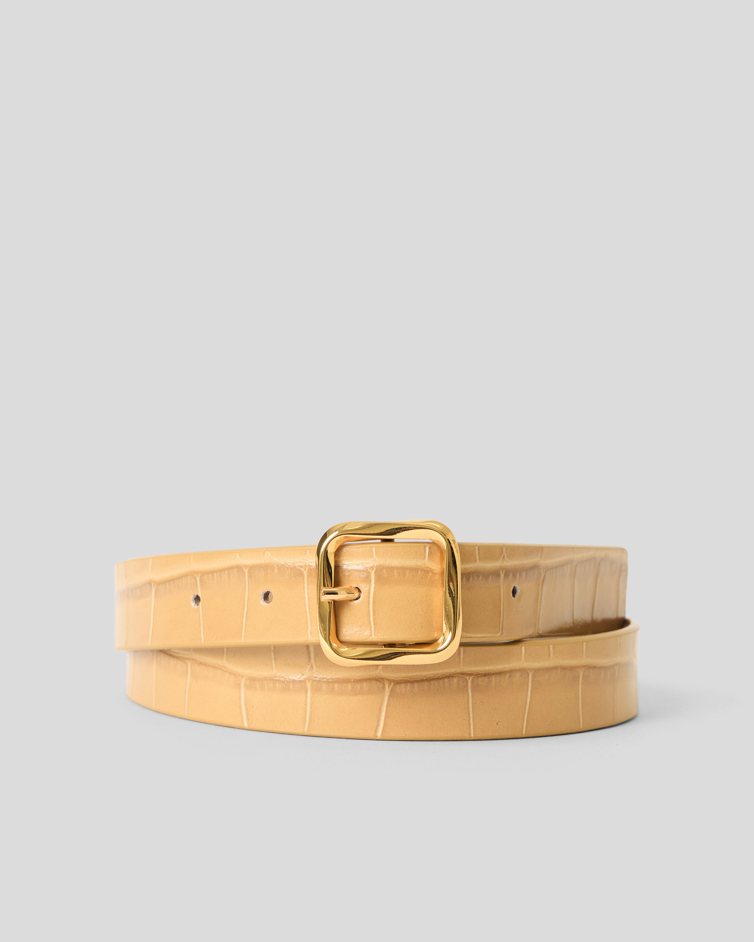 ELLIE CROCO LEATHER BELT Lt. Camel Gold - BELT