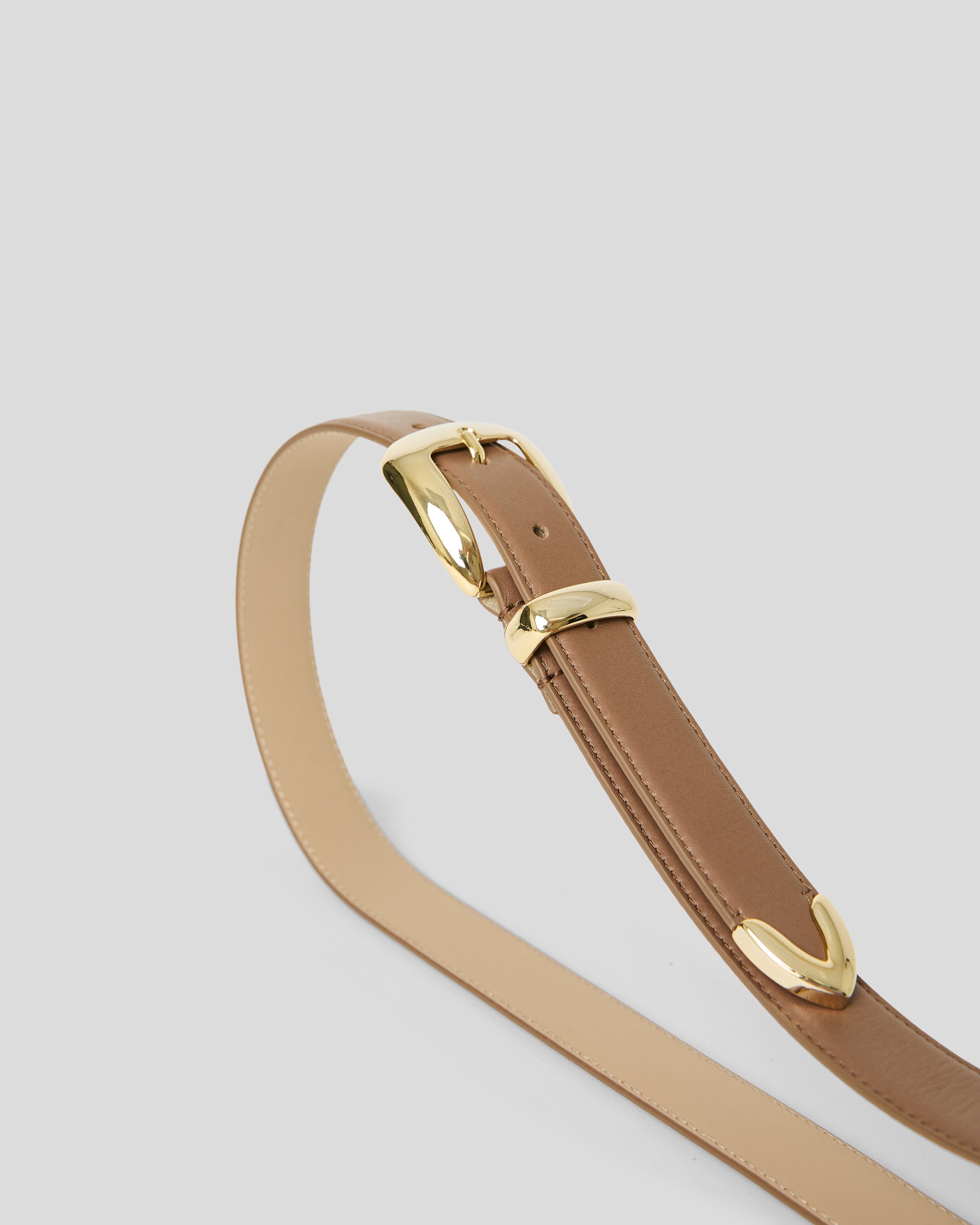 DUKE LEATHER BELT Walnut Gold - BELT