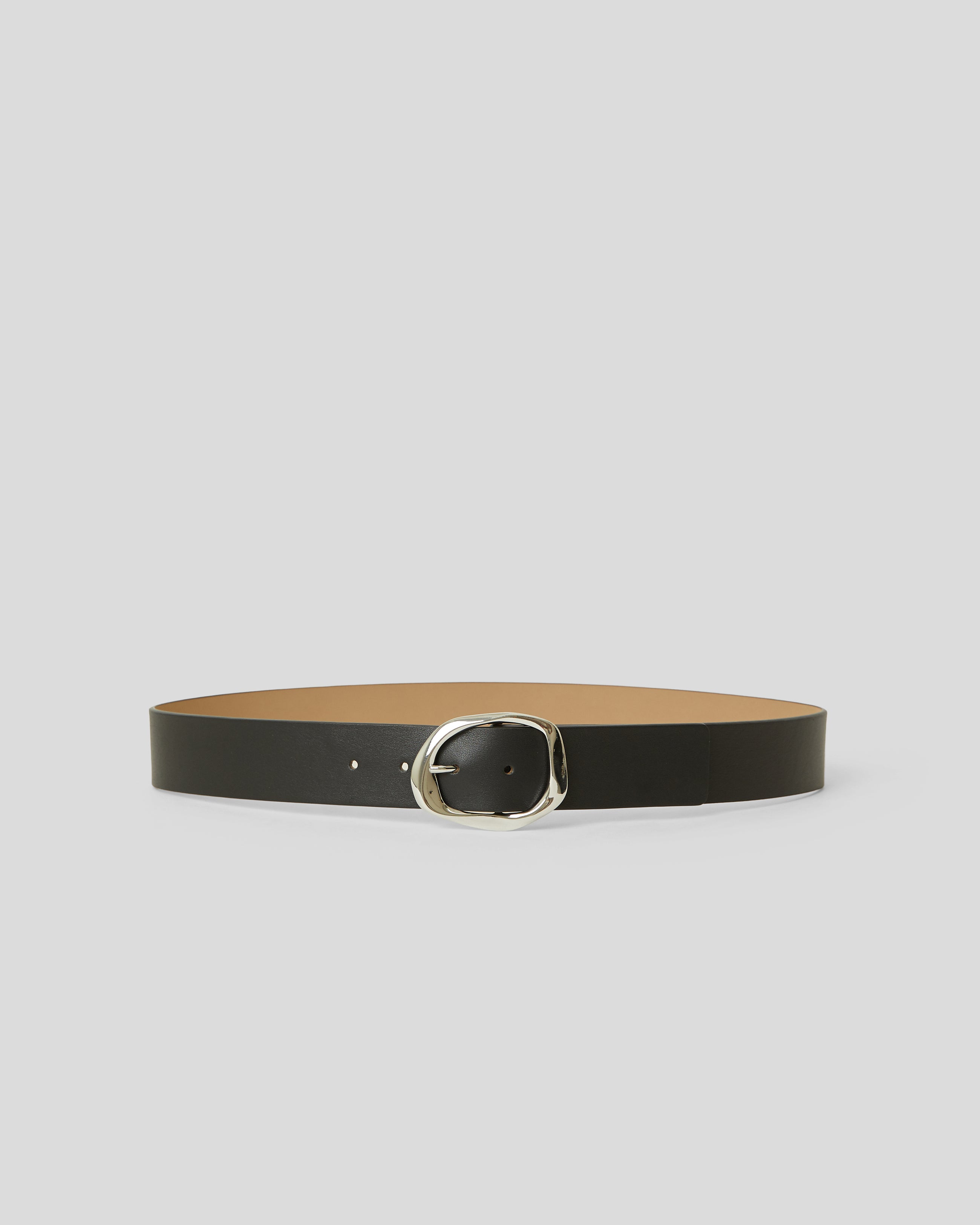 EDMOND MINI LEATHER BELT Black Silver - BELT