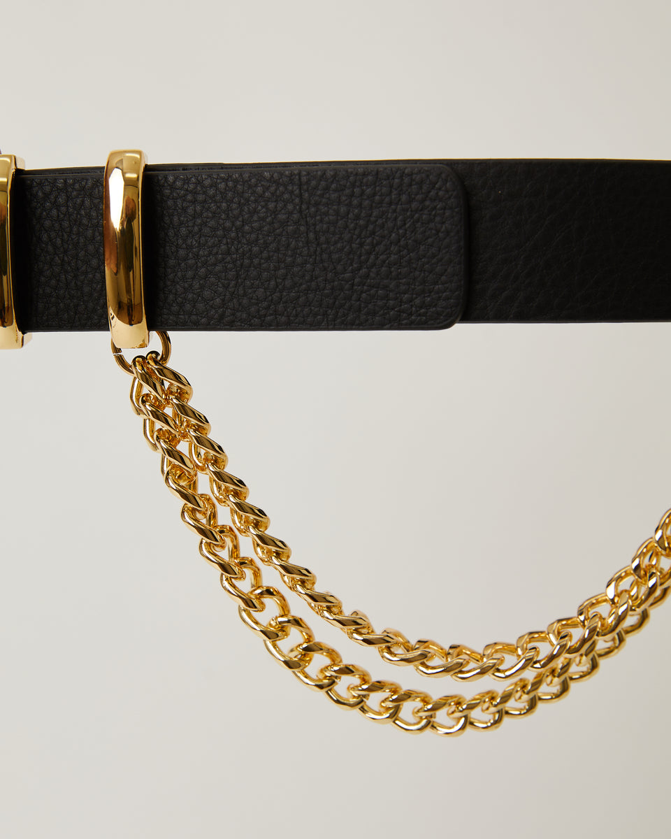 Gold Chain Belt - Black