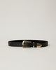 Jordana Mini Black leather hip belt Silver hardware buckle keeper and tip accents menswear style