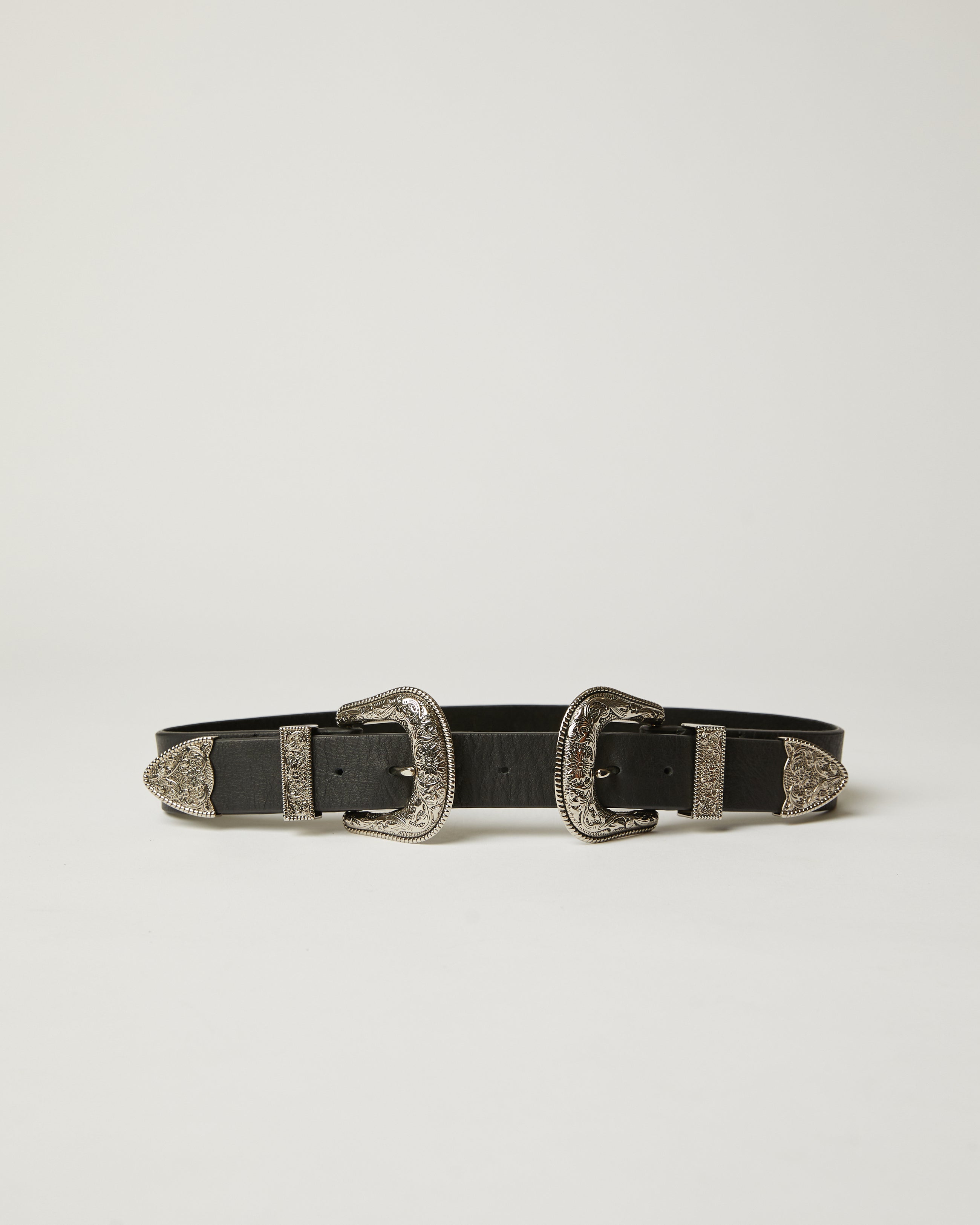 BRI BRI LEATHER BELT Black Silver - BELT