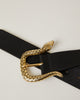 Mamba Black leather belt Brass snake shape buckle