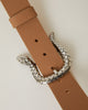 Mamba Tan leather belt Silver snake shape buckle