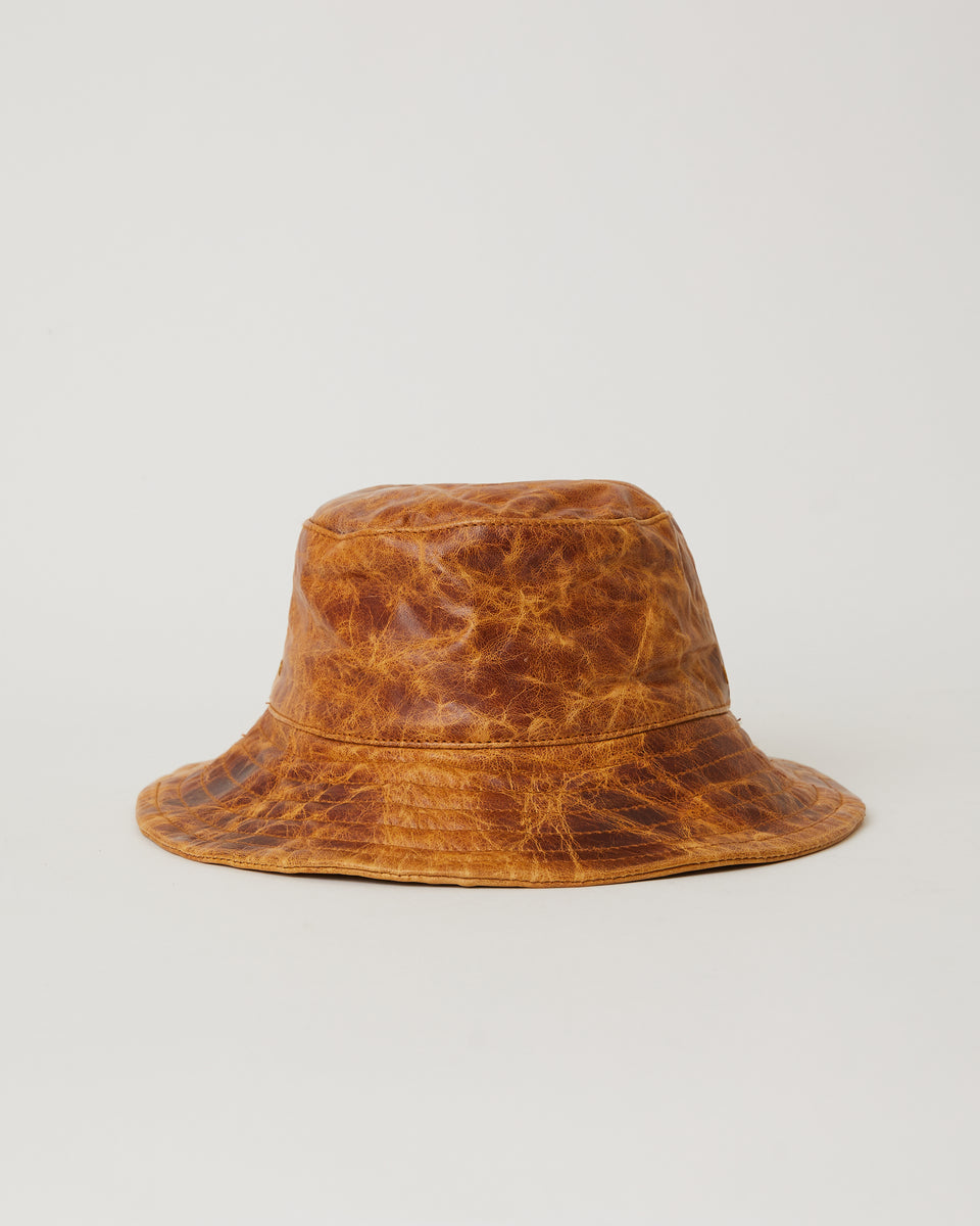 Vintage Bucket Hat, Brown Bucket Hat B646, Mr. Frederick's Brown Faux  Leather Vinyl Bucket Hat 