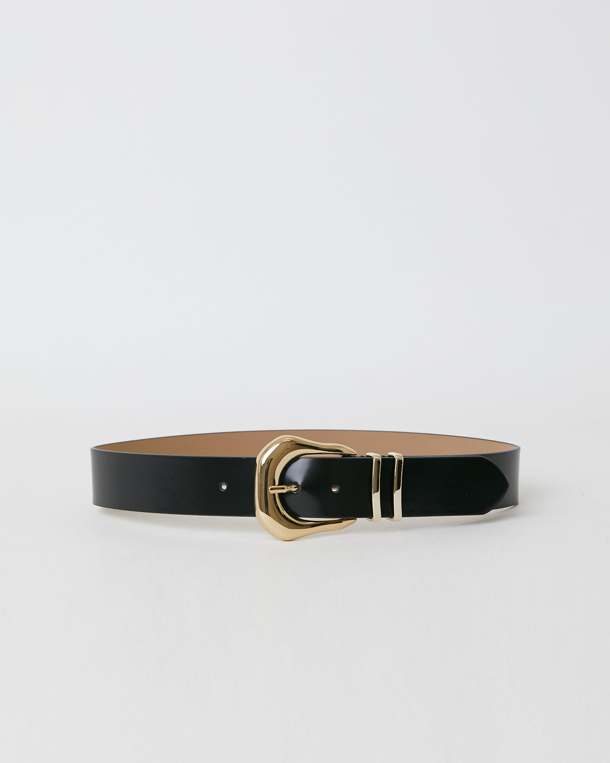 B-Low the Belt Koda Mod Black Leather Belt with Gold Buckle B-Low The Belt Koda Mod Belt Black Gold – CAMI NYC main image 2