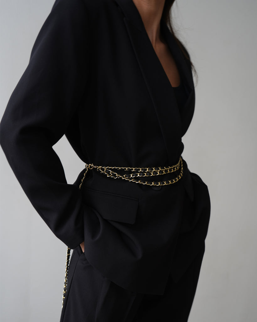 GISSEL MINI CHAIN BELT Black Gold OS - BELT