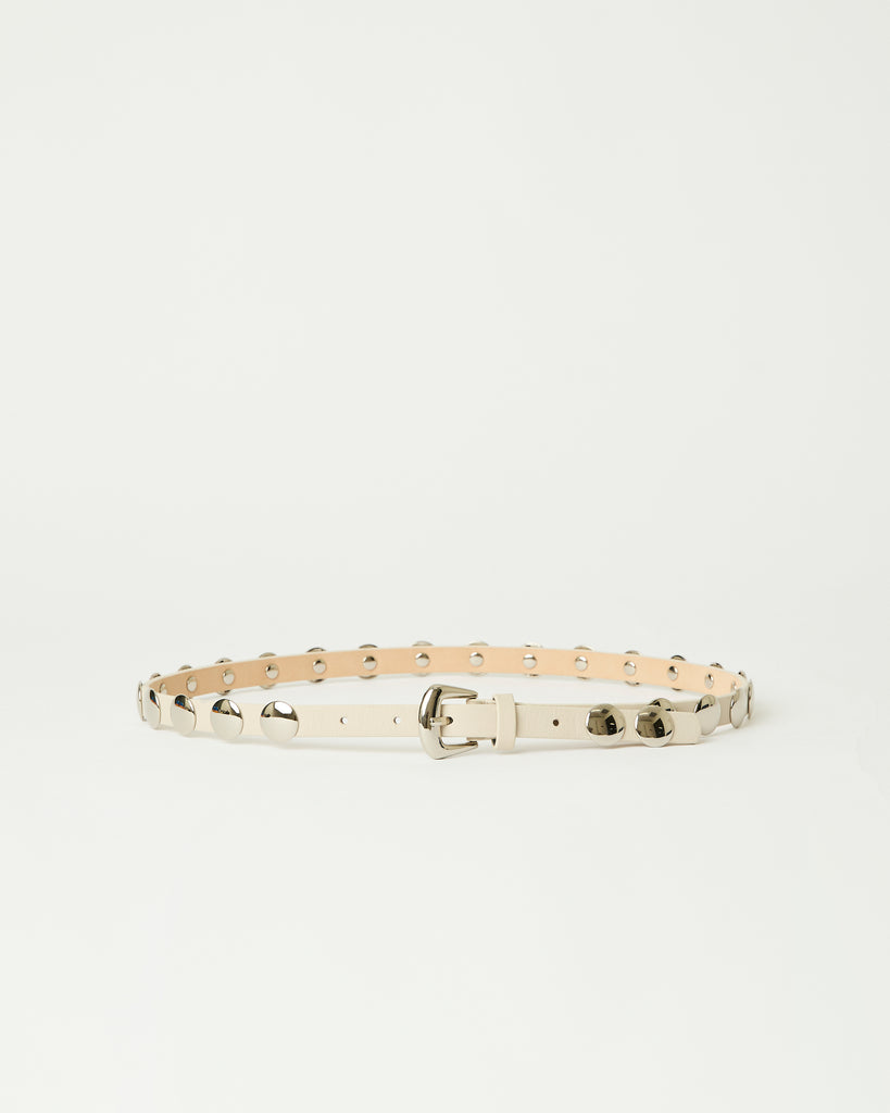 AMES LEATHER BELT Bone Silver - BELT