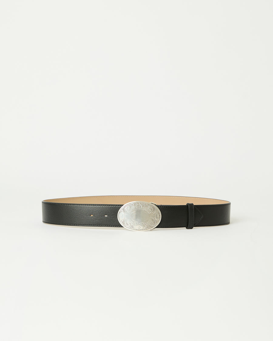 XANDER LEATHER BELT Black Silver - BELT