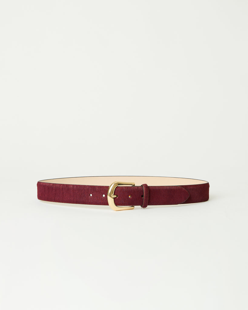 KENNEDY CALF-HAIR LEATHER BELT Burgundy Gold - BELT