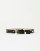 ARDEN CROCO LEATHER BELT Black Silver - BELT
