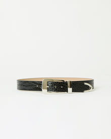 ARDEN CROCO LEATHER BELT Black Silver - BELT