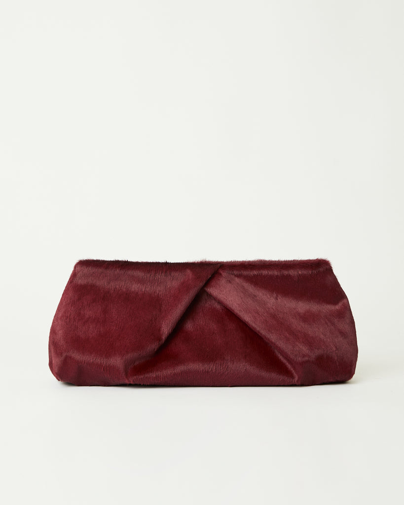 JINO CALF-HAIR CLUTCH Burgundy - HANDBAGS