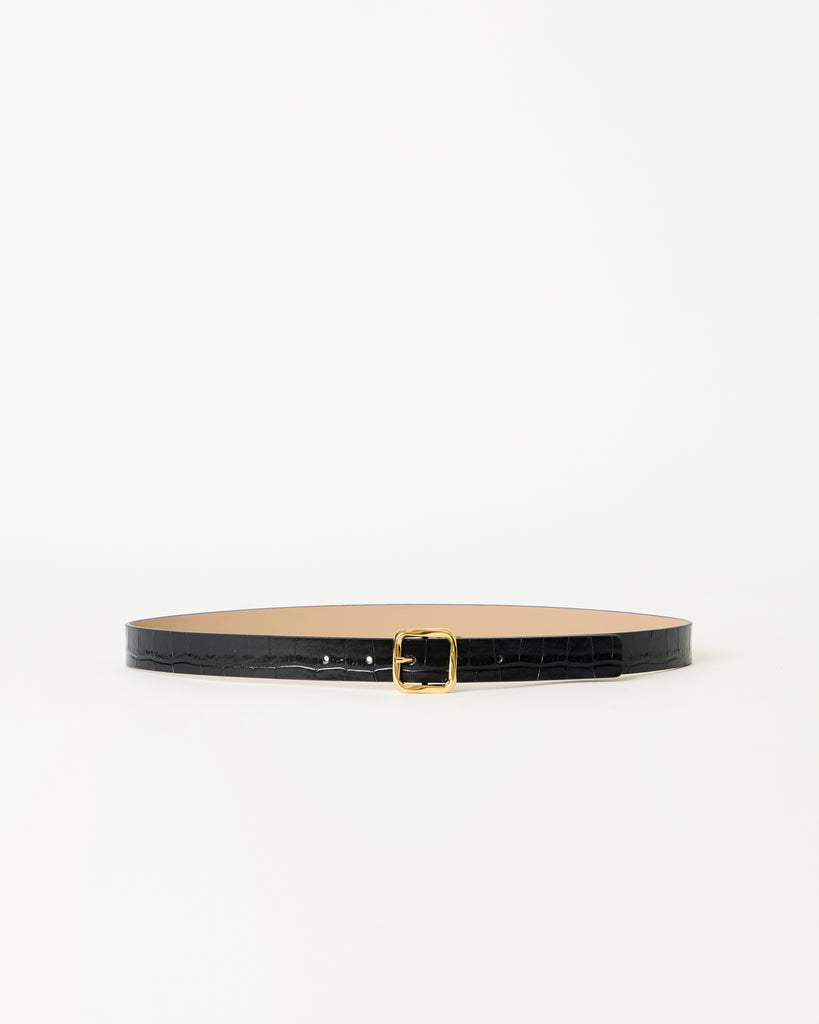 ELLIE CROCO LEATHER BELT Black Gold - BELT