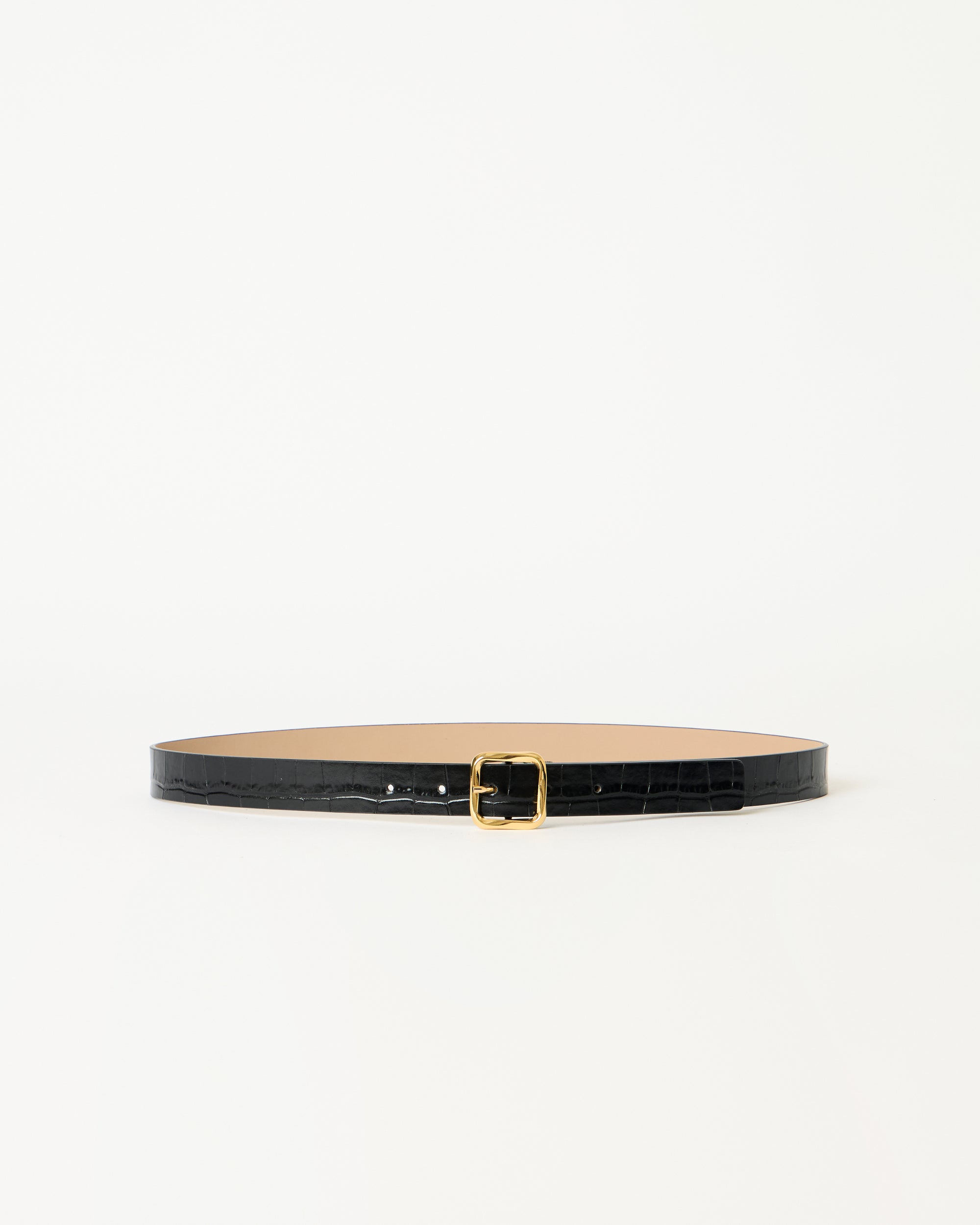 ELLIE CROCO LEATHER BELT Black Gold - BELT