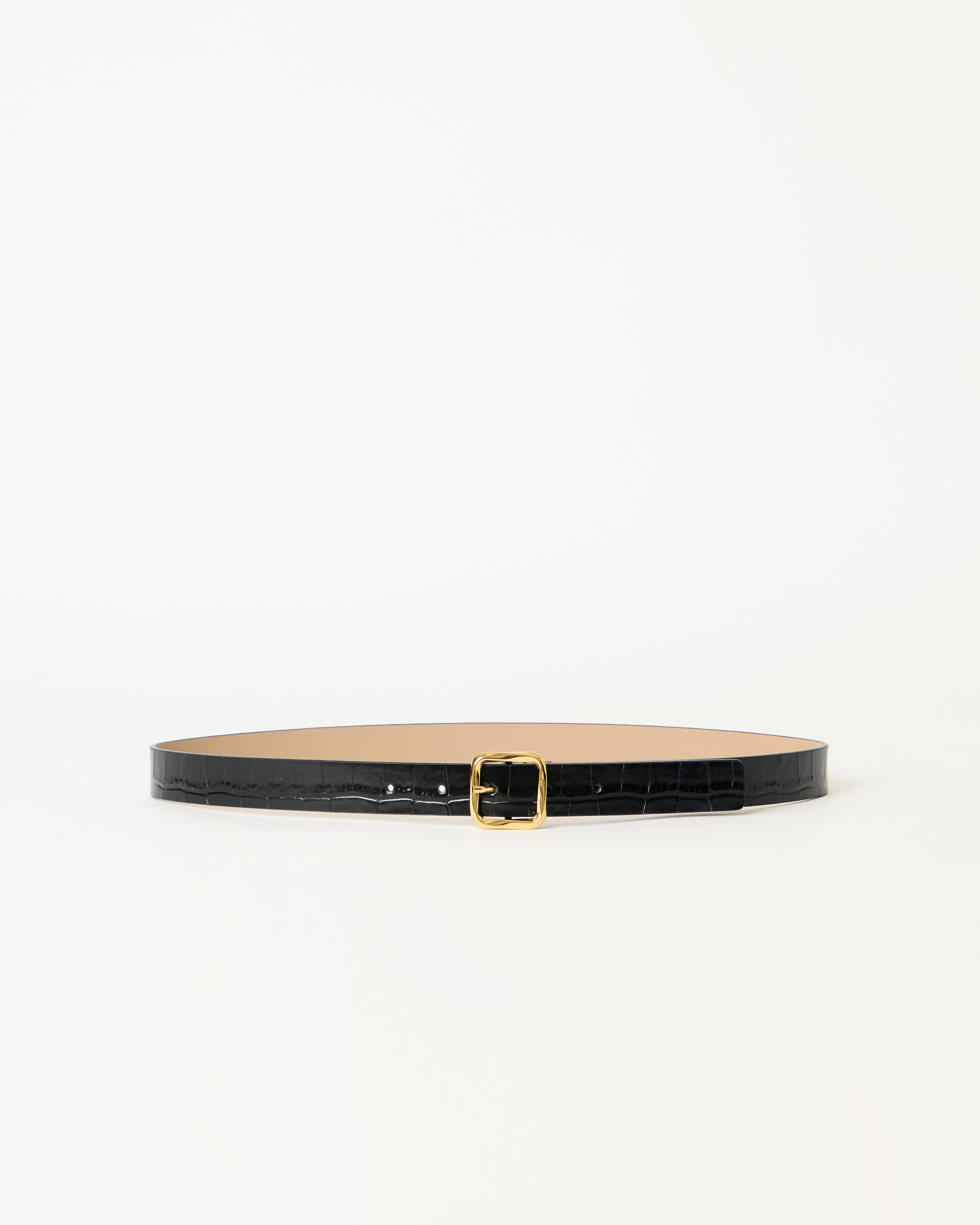 ELLIE CROCO LEATHER BELT Black Gold - BELT