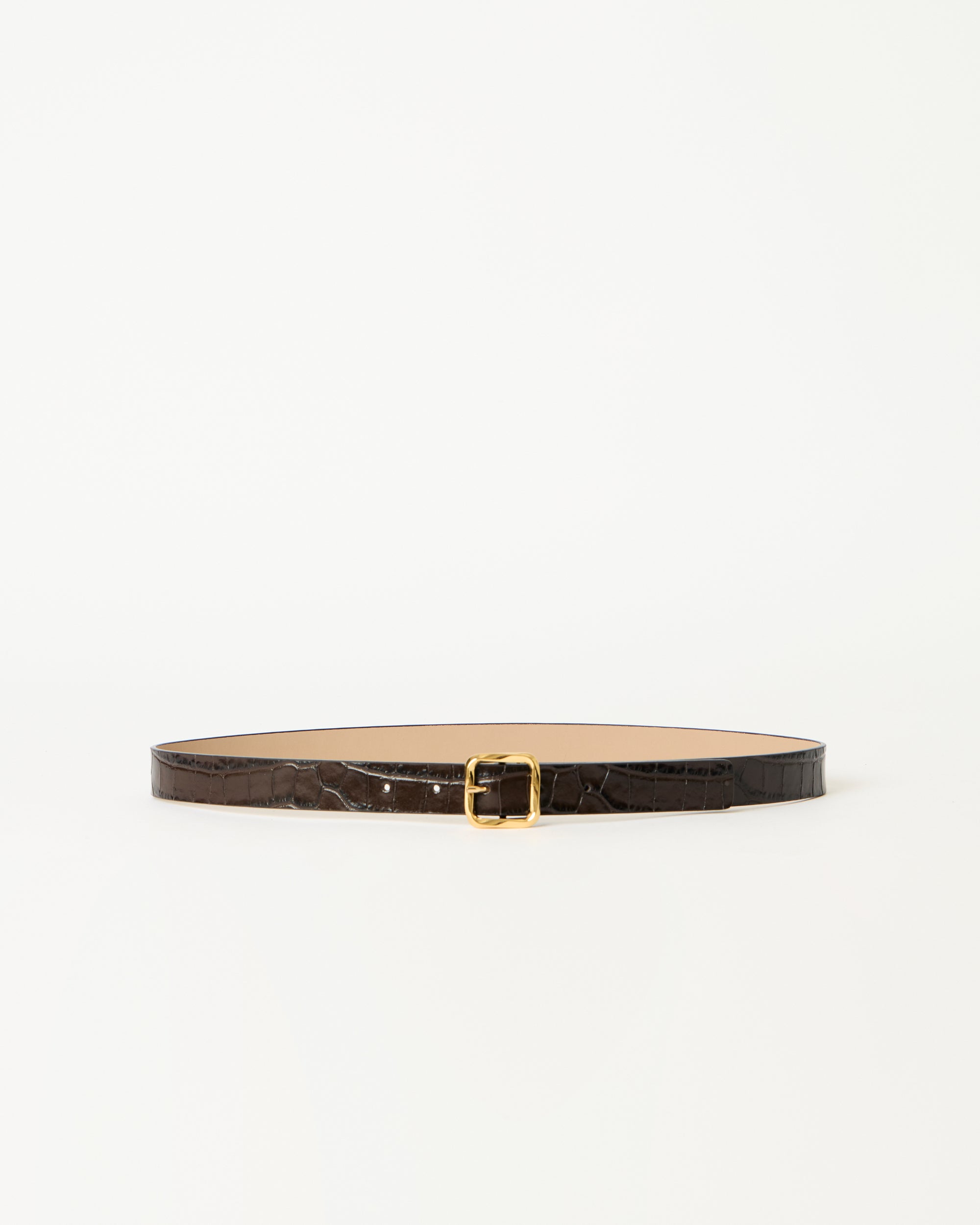 ELLIE CROCO LEATHER BELT Chocolate Gold - BELT
