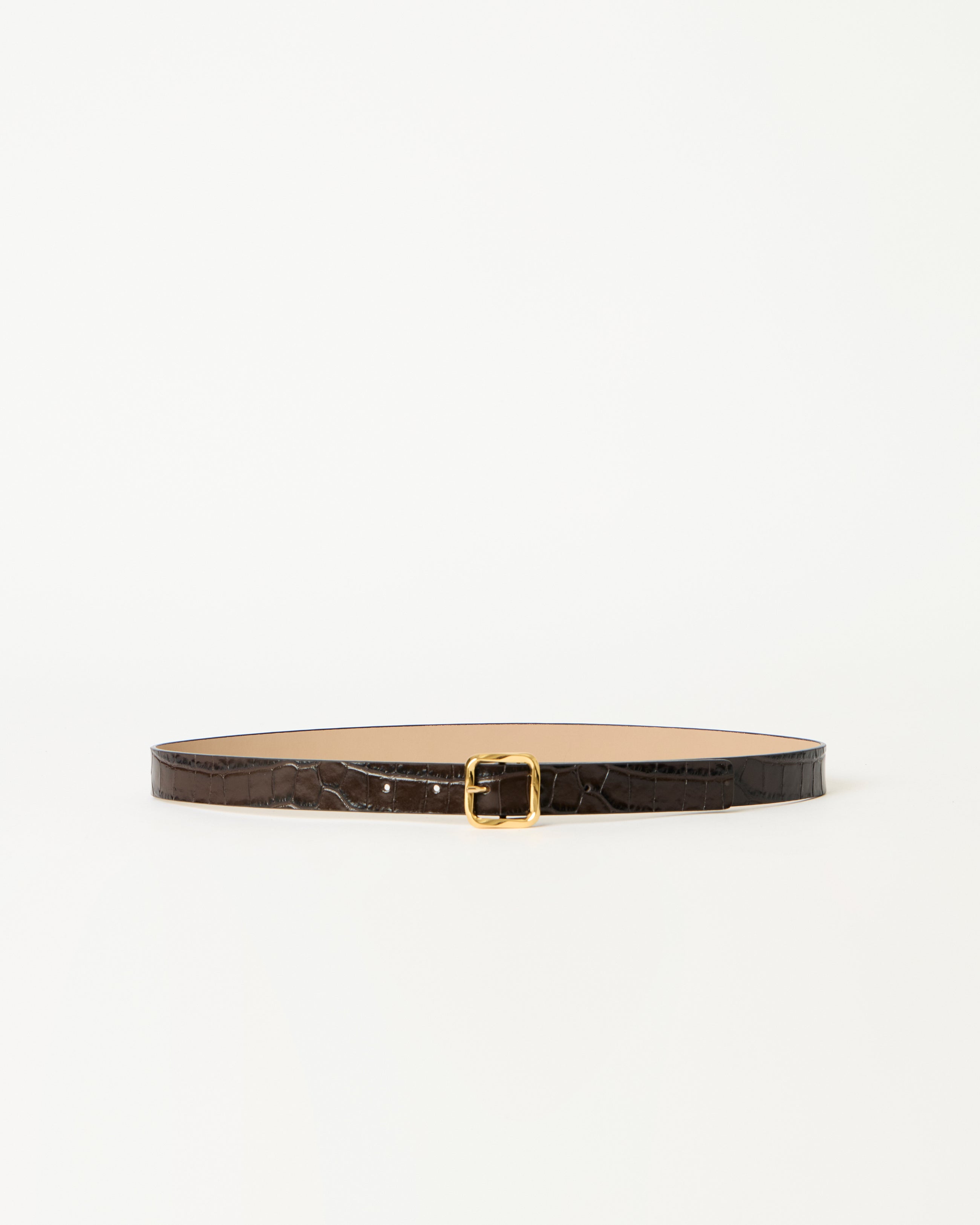 ELLIE CROCO LEATHER BELT Chocolate Gold - BELT