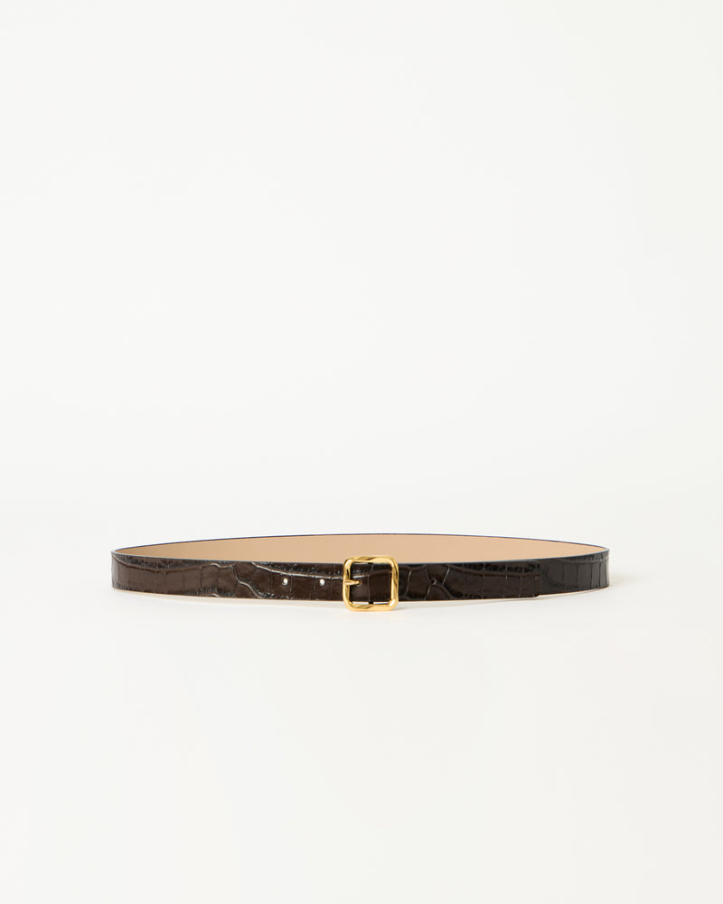 ELLIE CROCO LEATHER BELT Chocolate Gold - BELT